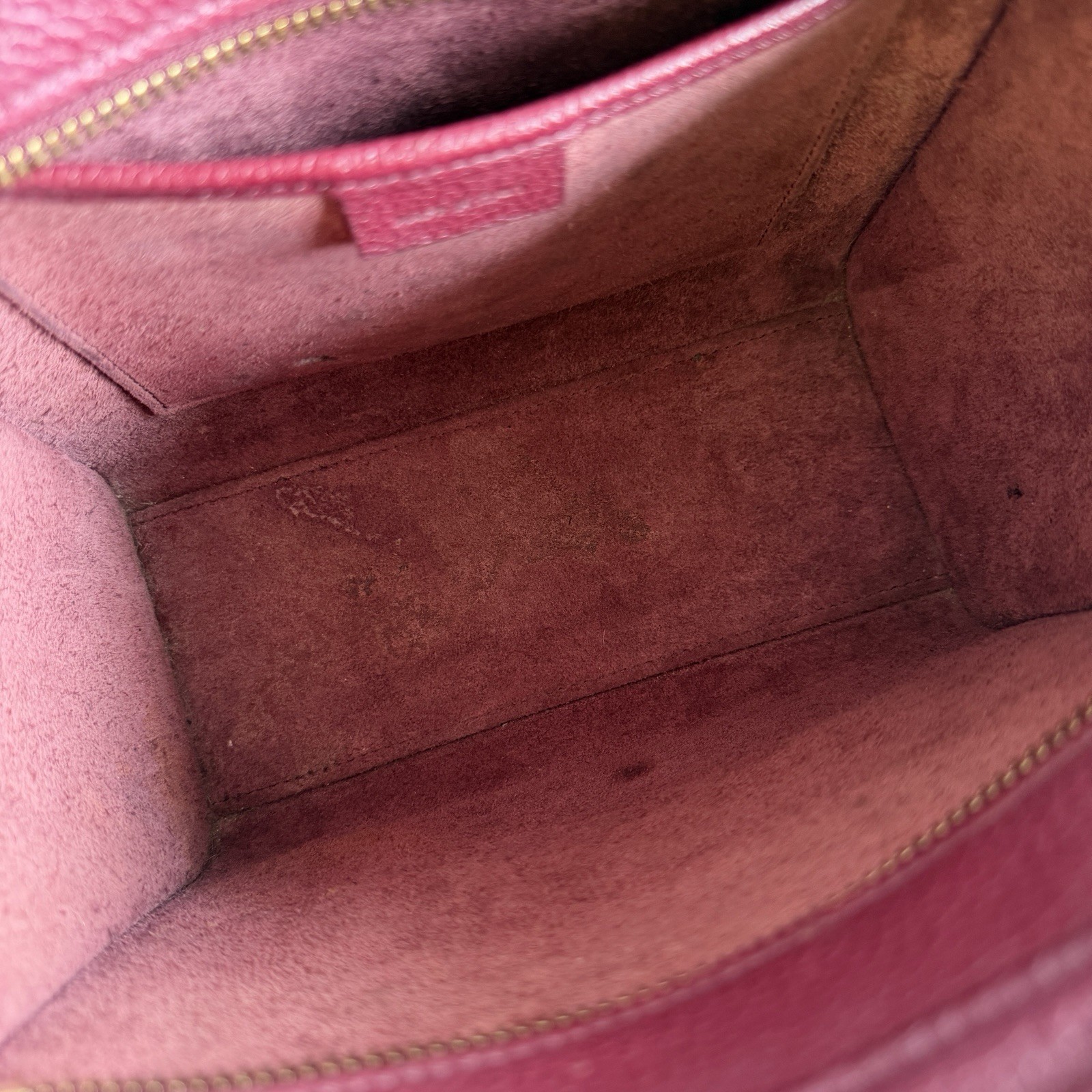CELINE Luggage Nano Shopper Drummed Calfskin Leather Bordeaux Shoulder Bag 2WAY