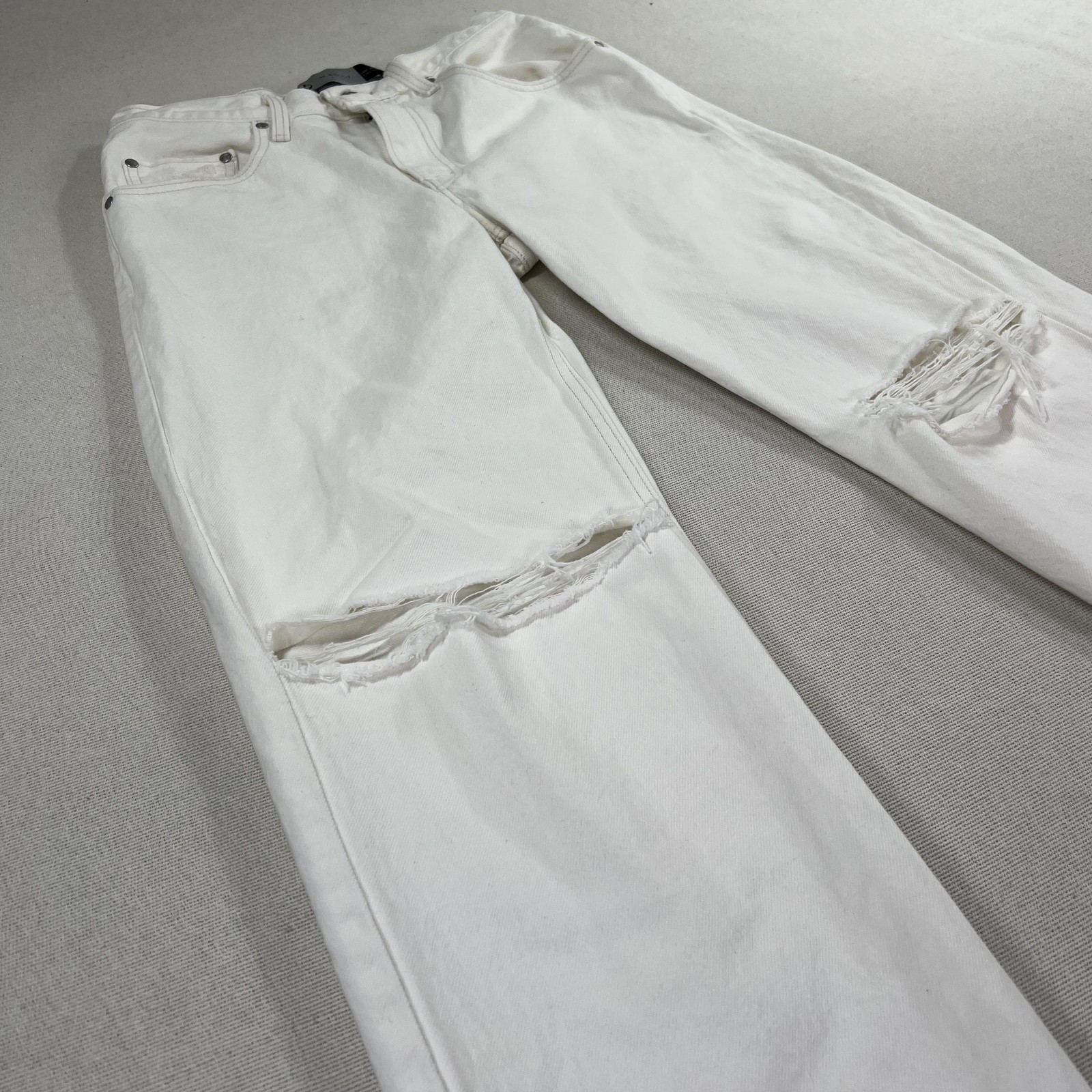 Levi’s SilverTab 94 Baggy Jeans Womens 28×30 White High Rise Straight Distressed