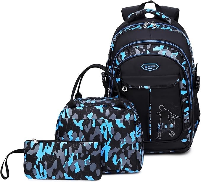 School Backpack for Boys Cool Camouflage Bookbags with Lunch Box Pencil Case …