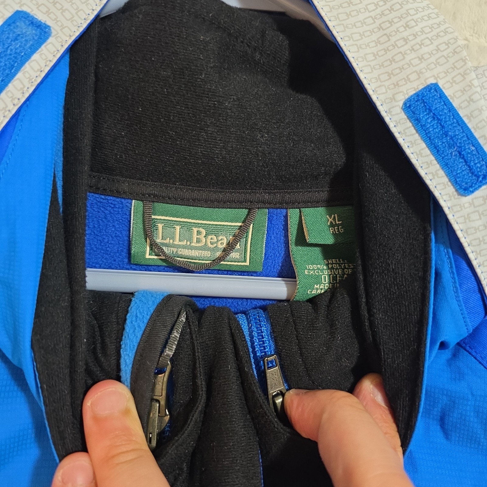 LL BEAN Men’s Large 3-in-1 Jacket w/ Hideaway Hood Blue XL