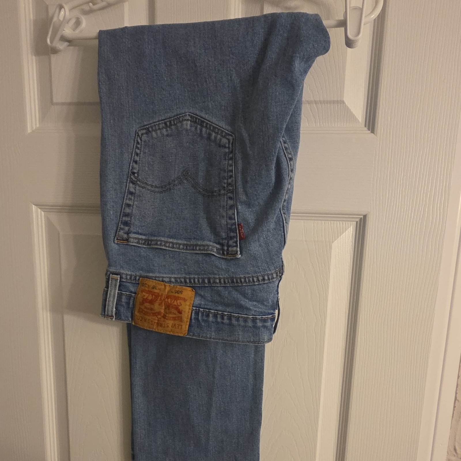 Levi’s Straight Regular Fit Blue Denim Jeans Button Zip Logo 505 Series