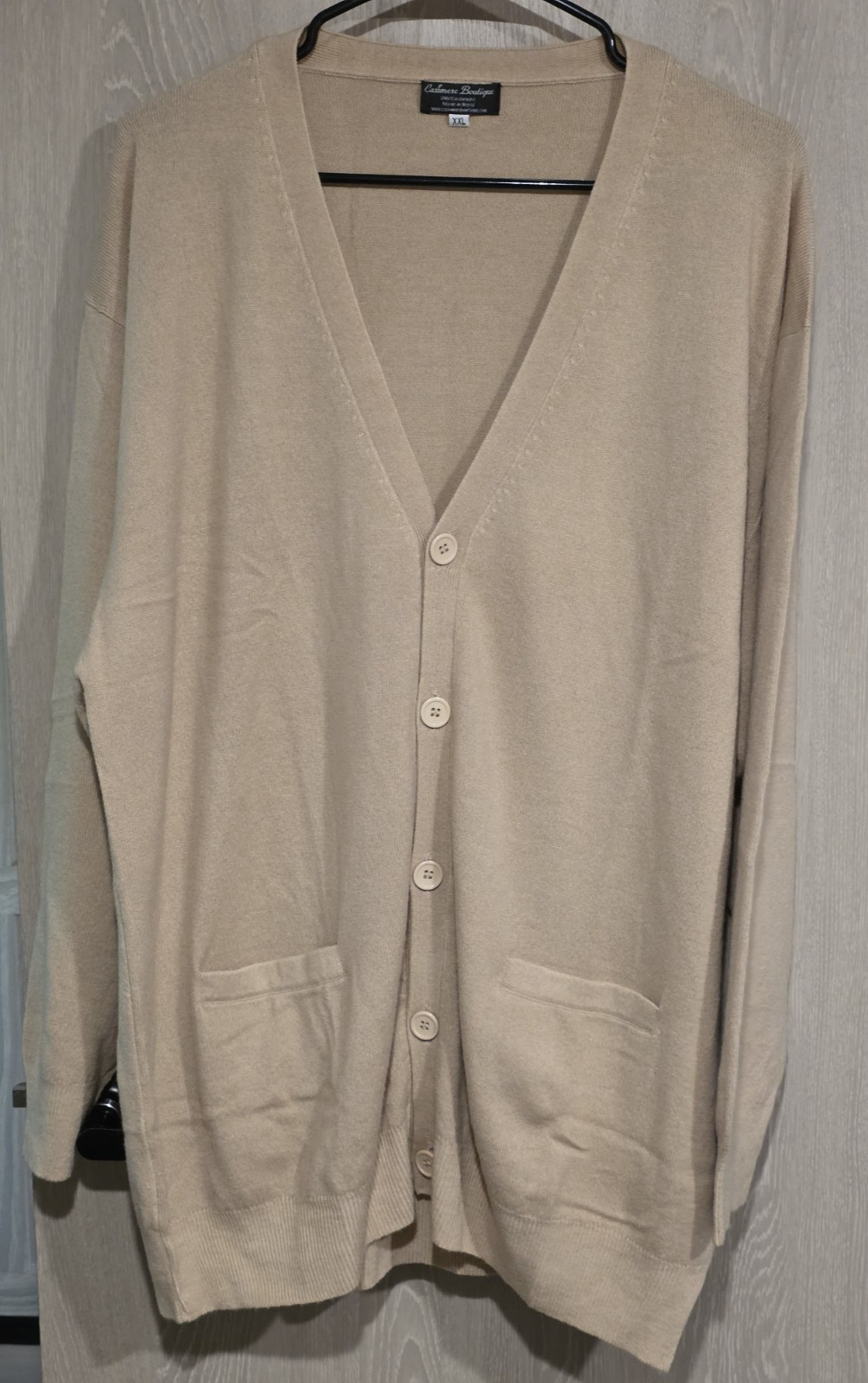 CASHMERE BOUTIQUE 100% Cashmere Cardigan Sweater Men’s XXL Khaki Color