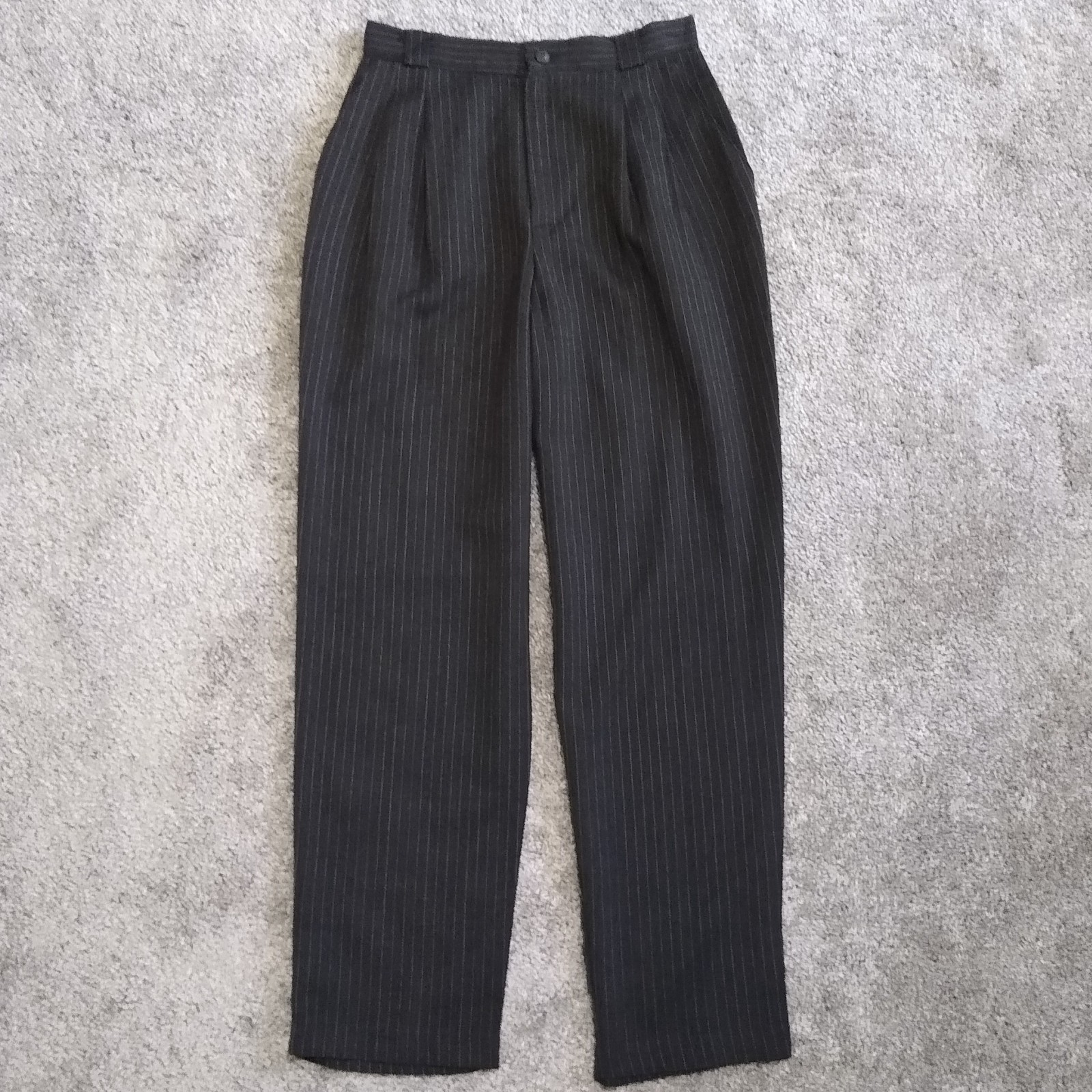 Black and White Pinstripe Pants Mom Pants Slacks High Waist Tapered Leg XS 2 P