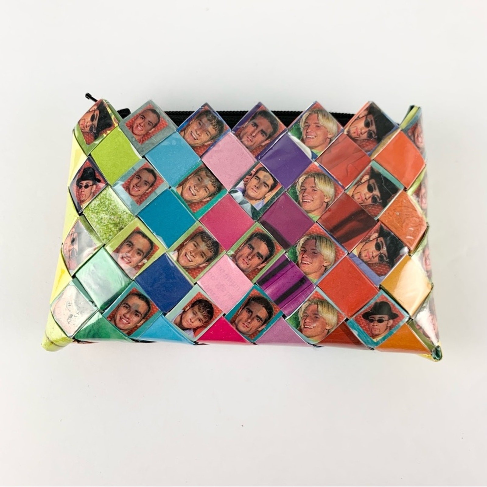 Backstreet Boys Magazine Wrapper Folded Woven Origami Patchwork Wallet Coin Bag