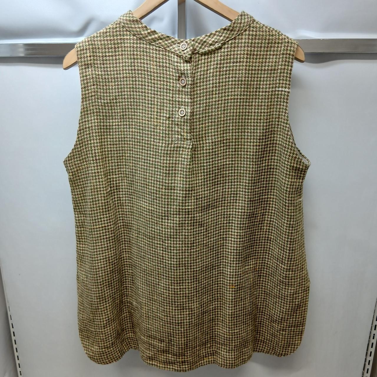 45R Linen Houndstooth Tweed Top, Women’s Short Sleeve, Chest 20in