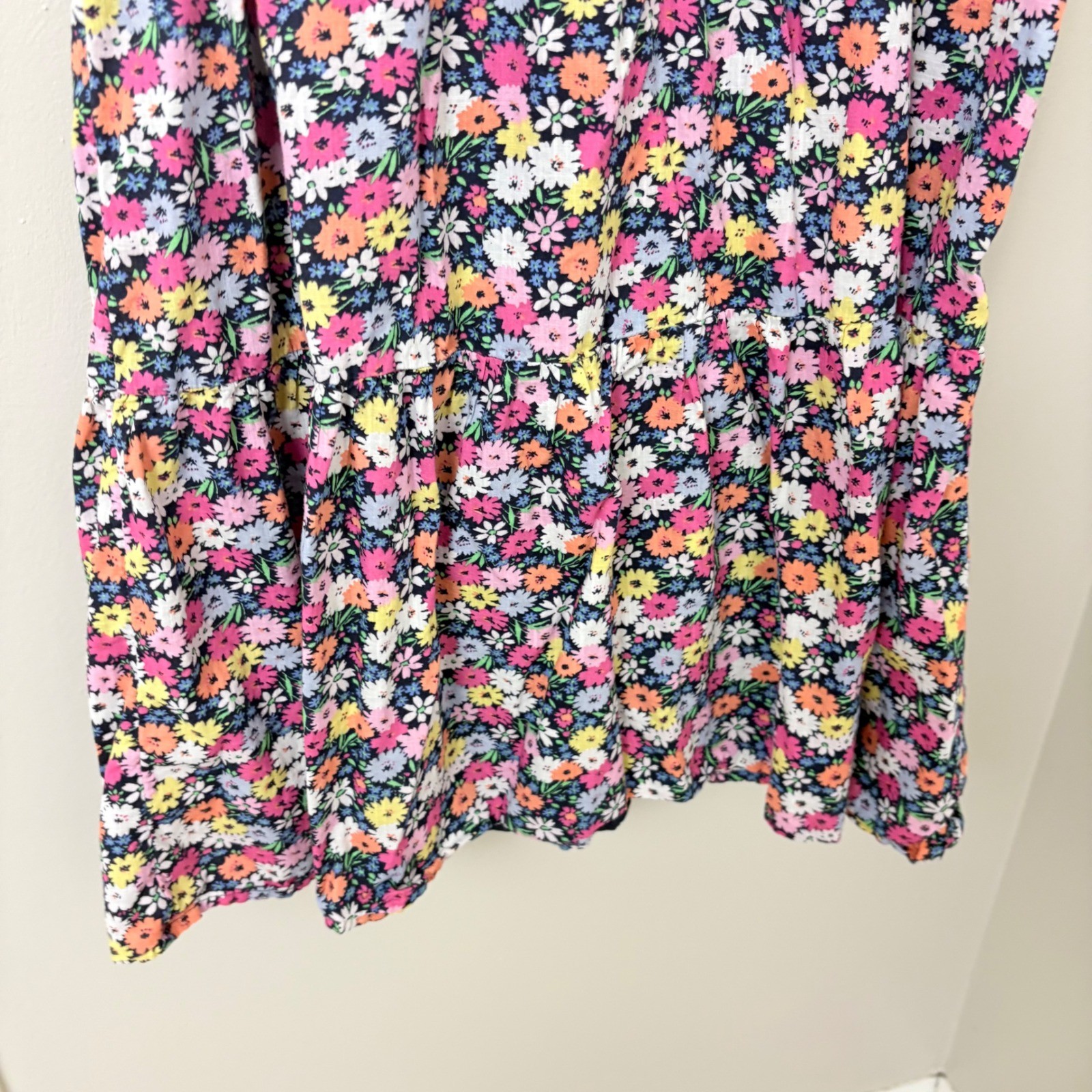 Gap Smocked Floral Midi Dress Womens Small Petite Prairie Cotton Sundress