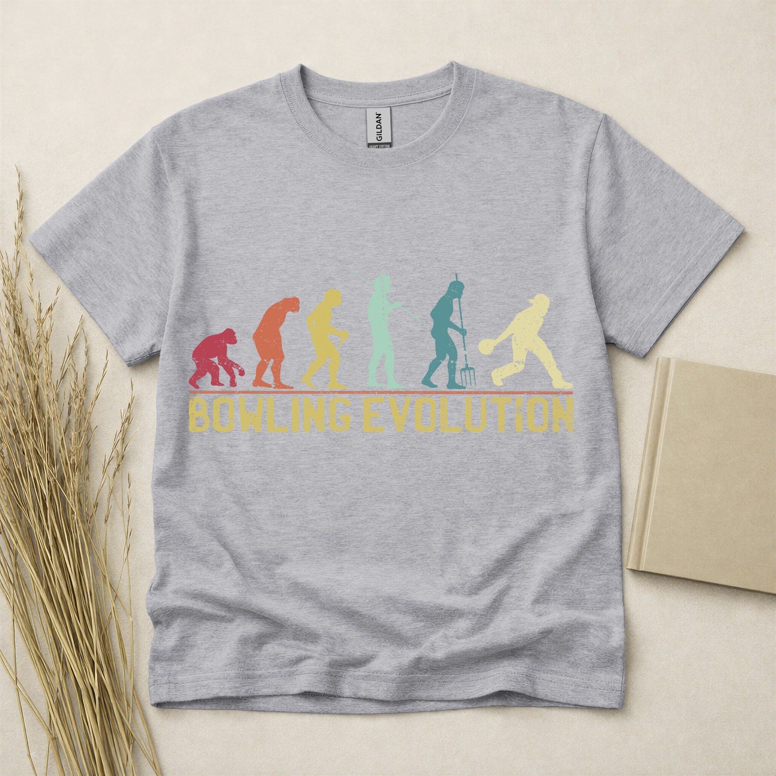 Bowling Evolution T Shirt Funny Bowler Gift Retro Sports Tee Gildan Cotton Top