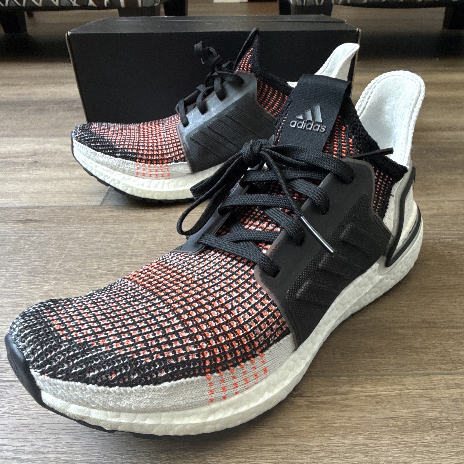 adidas UltraBoost 19 Solar Orange/Core Black/White Primeknit 360 Sneakers
