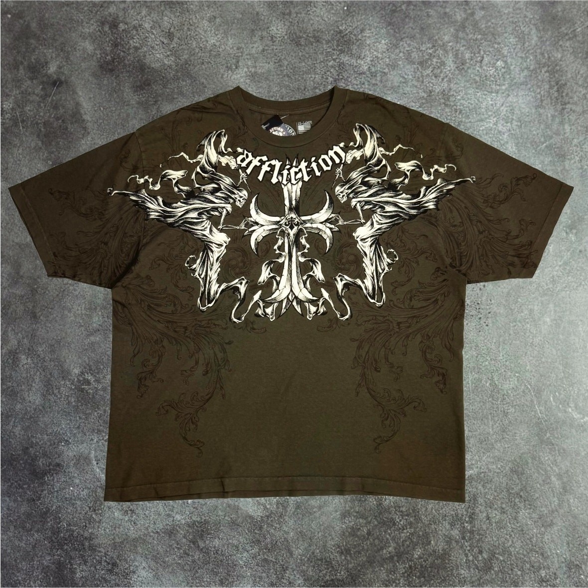 Affliction Jump Tee dark Brown Size 2XL