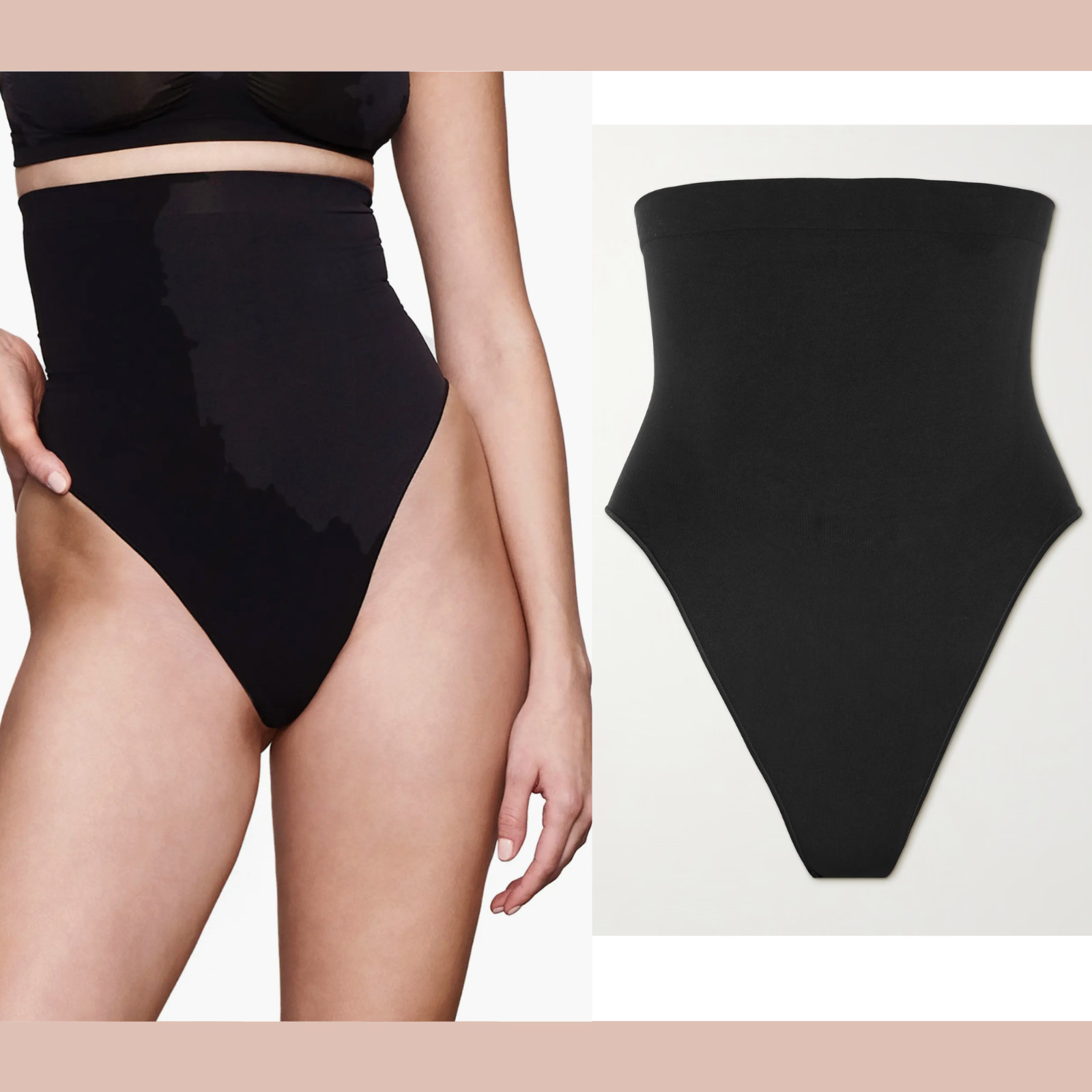 NEW $72 SKIMS [ 2PC Small ] Scuplt + Mesh High Waist Thong Sienna + Onyx #T2032