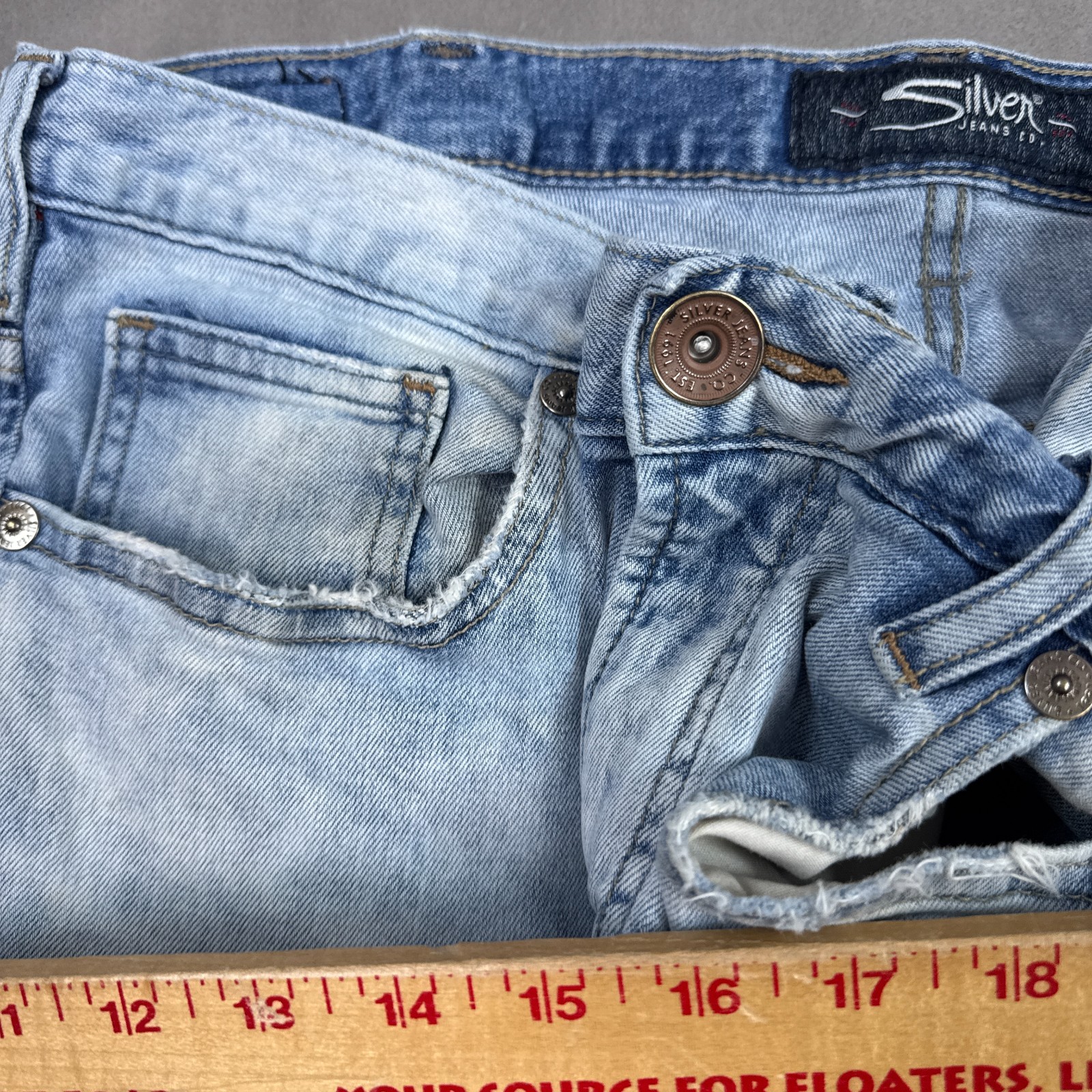 Silver Jeans Mens 34×34 Blue Craig Washed Out Faded Denim Pants Stretch Stone