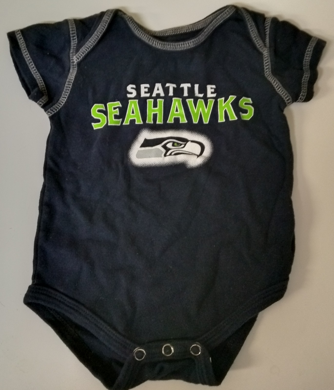 Qty 2 SEATTLE SEAHAWKS NFL One Piece Bodysuit Romper Size 6-9 Months 100% Cotton