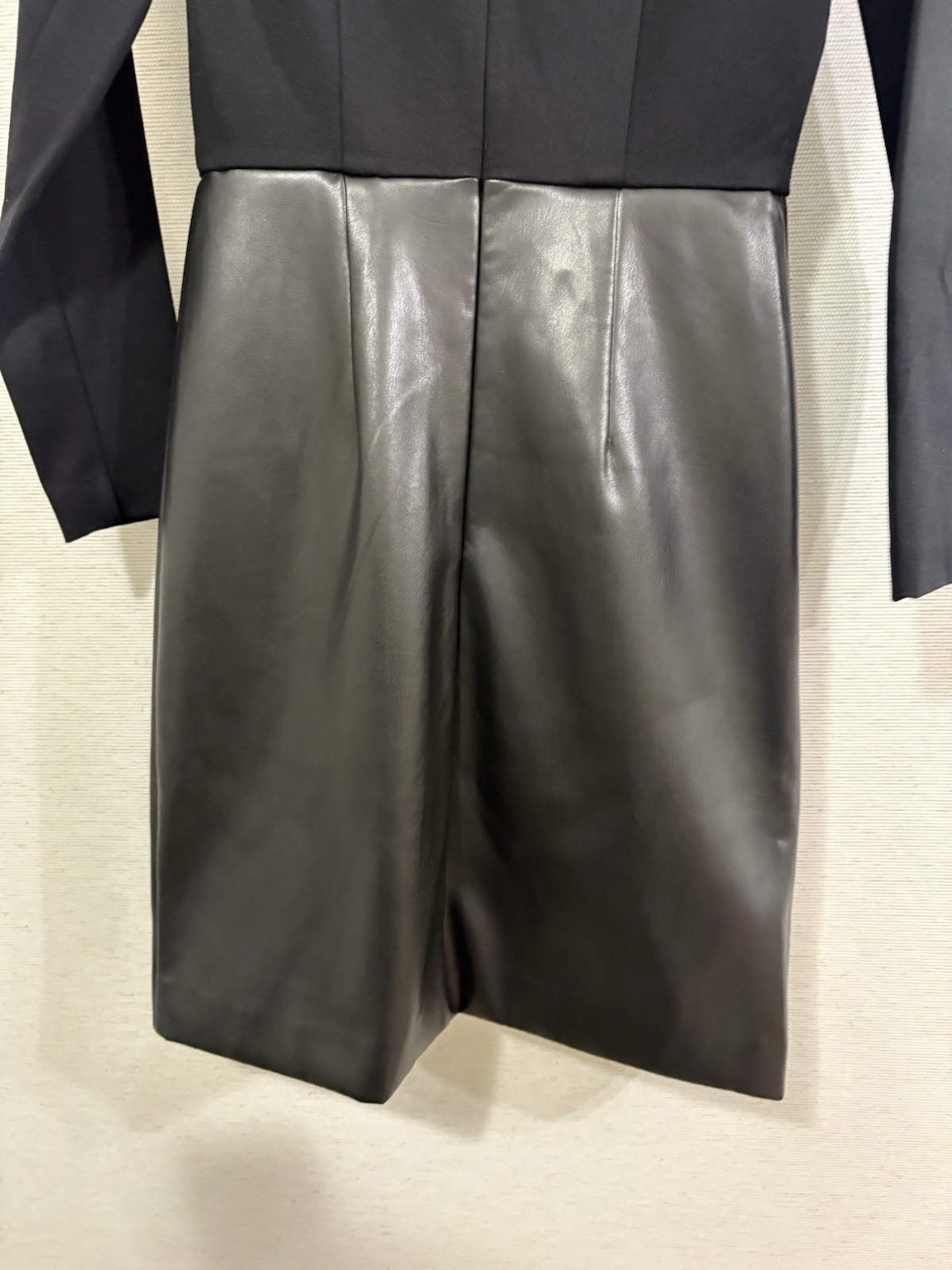 Ann Taylor Half Leather Black Sheath Dress Size 0