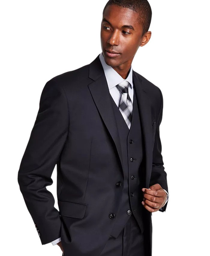 Michael Kors Mens Classic fit Suit Jacket Blazer 44 R Black Solid Wool