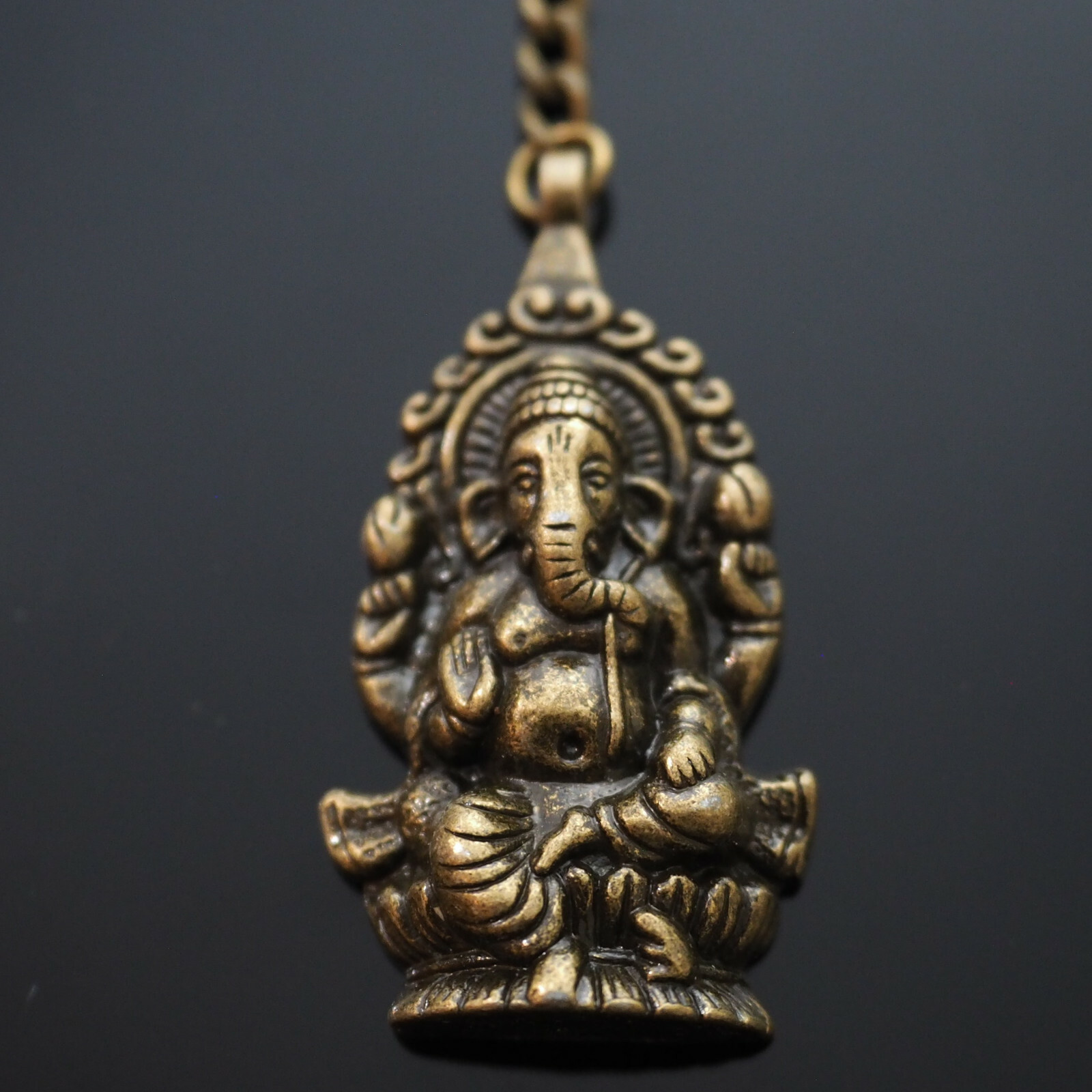 Ganesha Buddha Ganapati Hindu Elephant Shiva Pendants Steel Keychain – Bronze
