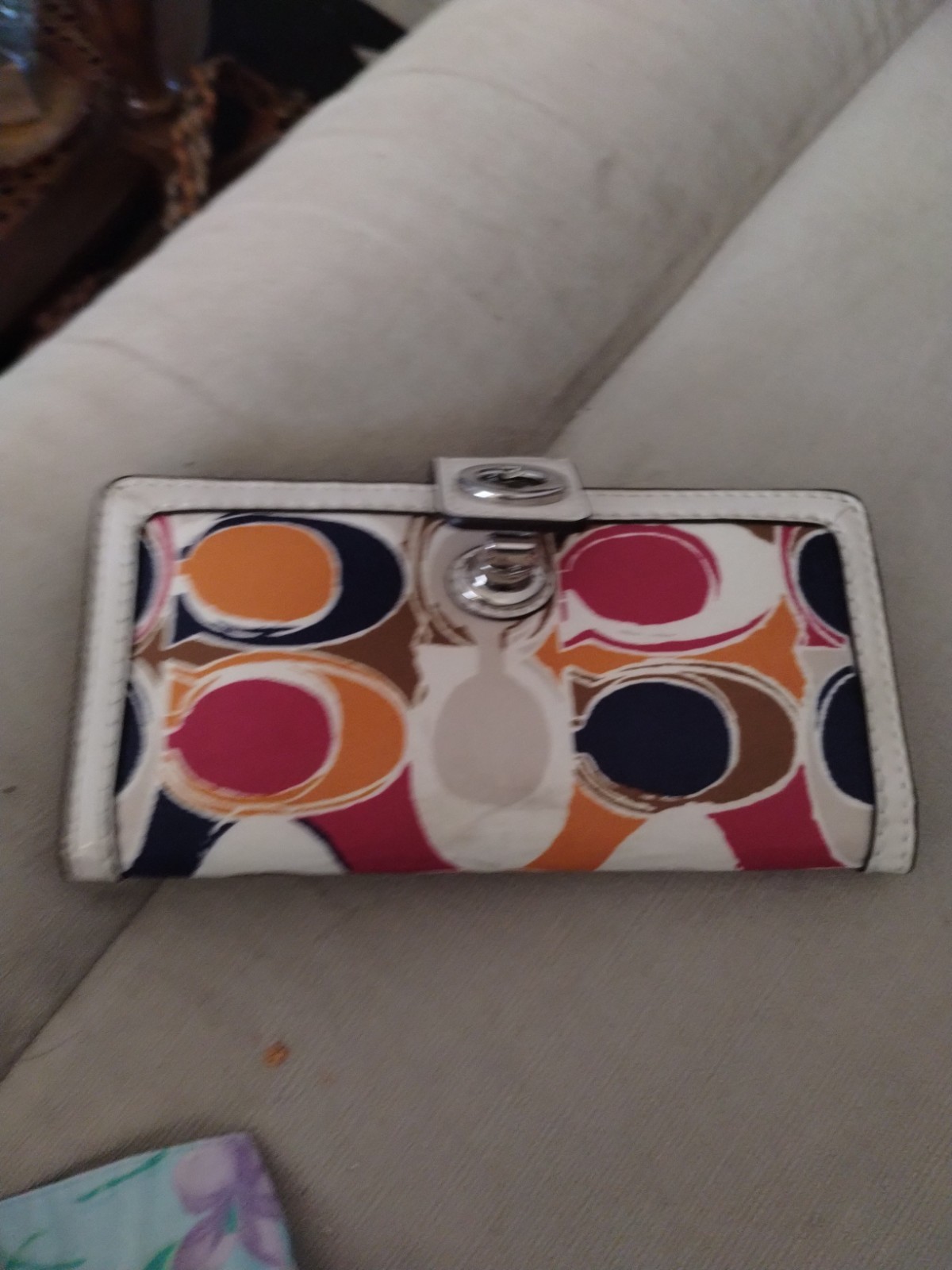 Coach Signature Multicolored Sateen Wallet Sz 3.5 By 6.75