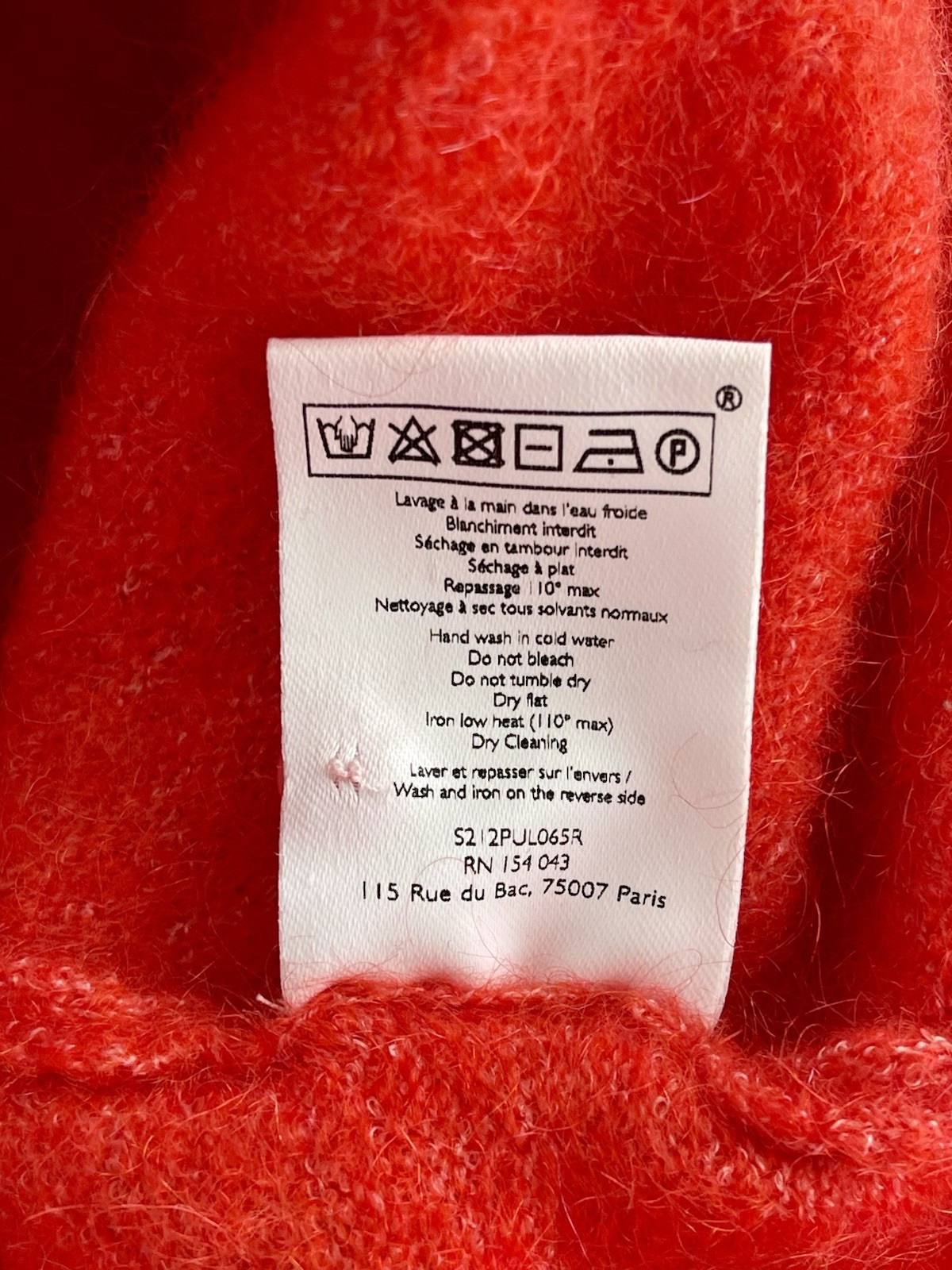La Maille Sezane Paris Rue SaintFiacre Watermelon Red Mohair Wool Sweater S READ