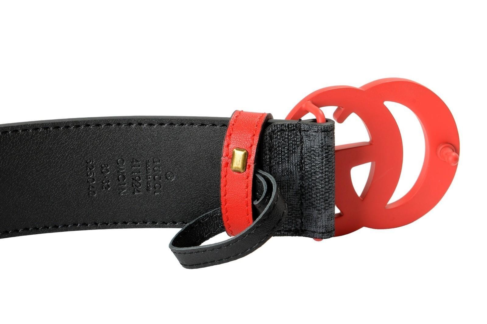 Gucci Guccissima Print Leather Double Red G Buckle Belt US 30 IT 75