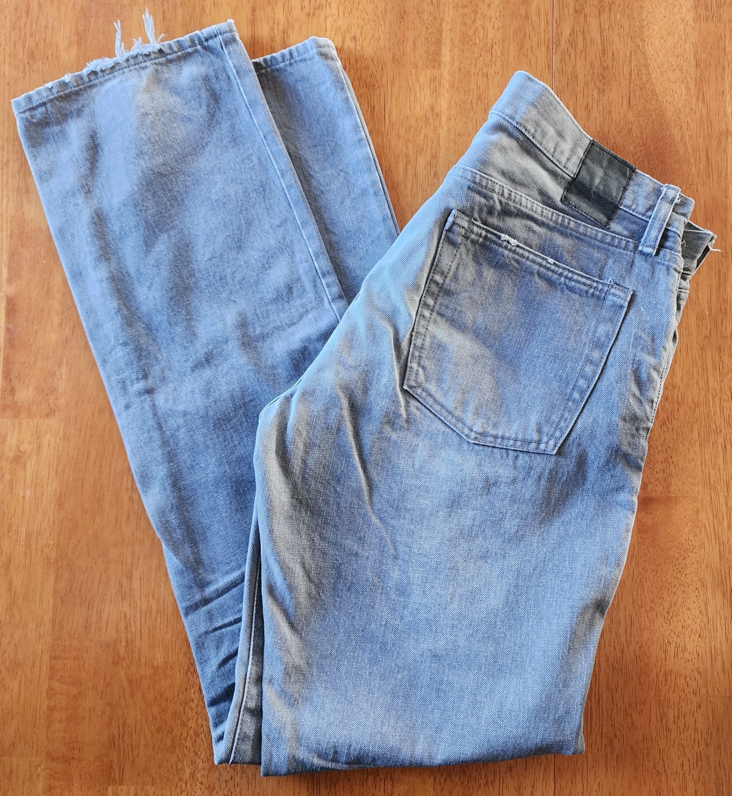 Gap 1969 Men’s Straight Jeans 33×34 Gray Faded Distressed 100% Cotton Denim male