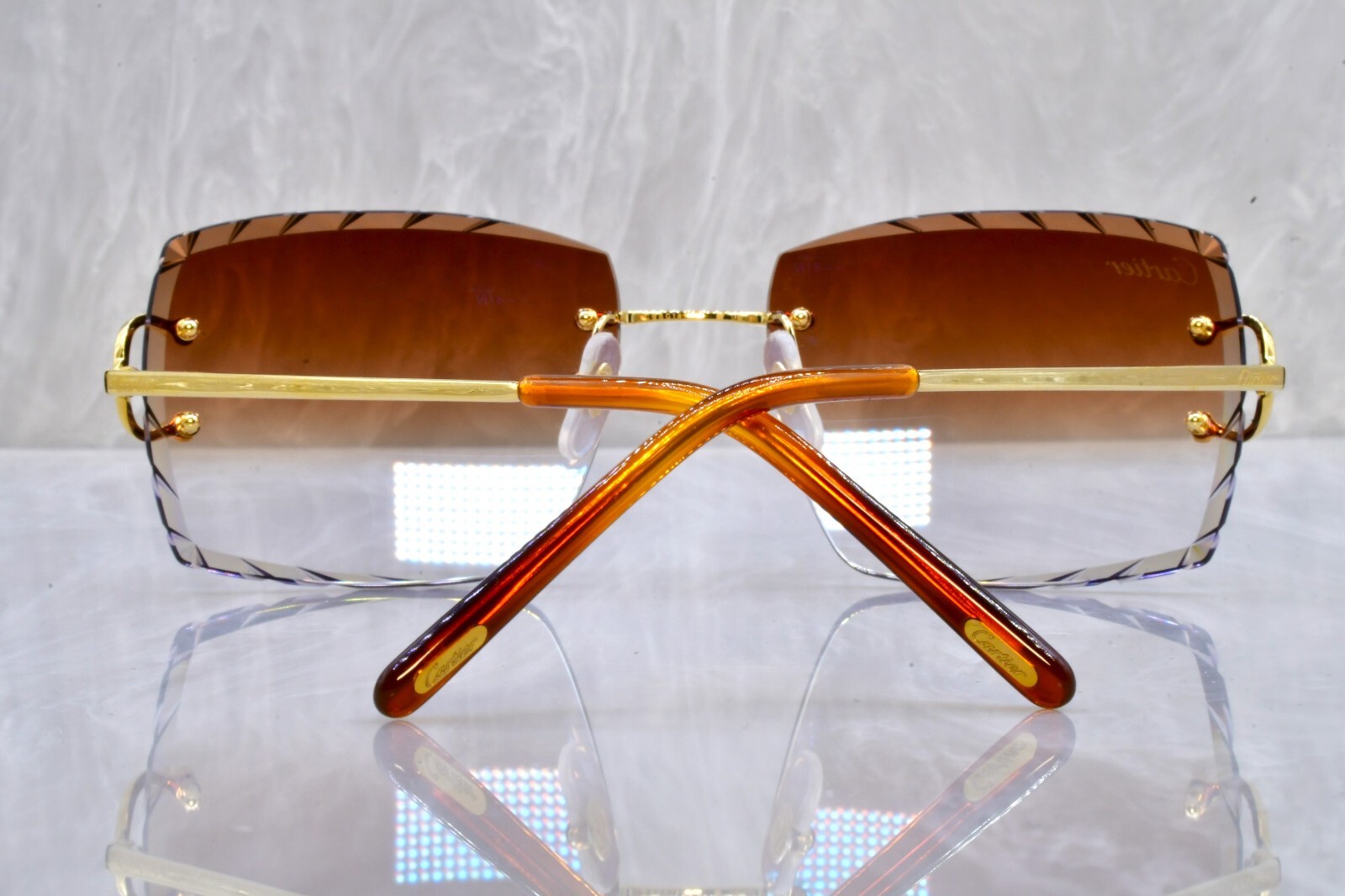 Cartier rimless Diamond cut sunglasses glasses BIG C decor CT0092O Piccadilly