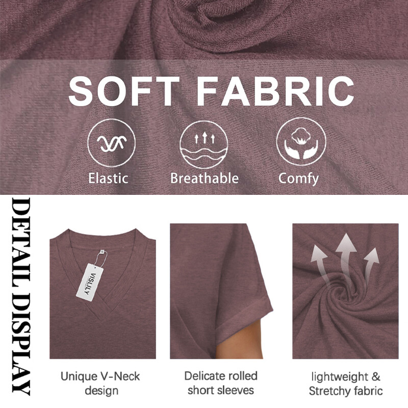 5X Plus Size Women’s V-neck Loose Breathable Top Soft Solid Color T-shirt Gift