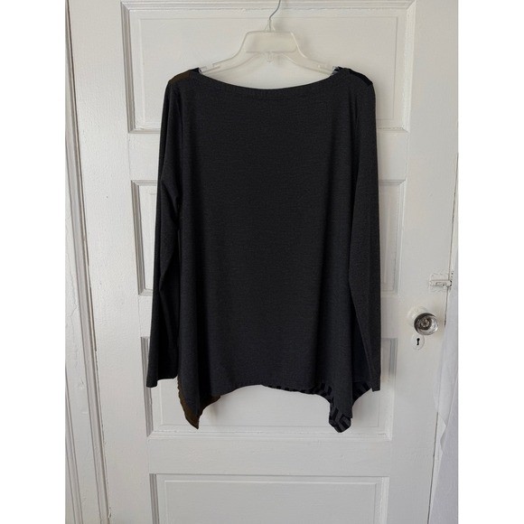 Alembika Tunic Top Lagenlook Boho Indie Long Sleeve Black Brown Colorblock 2