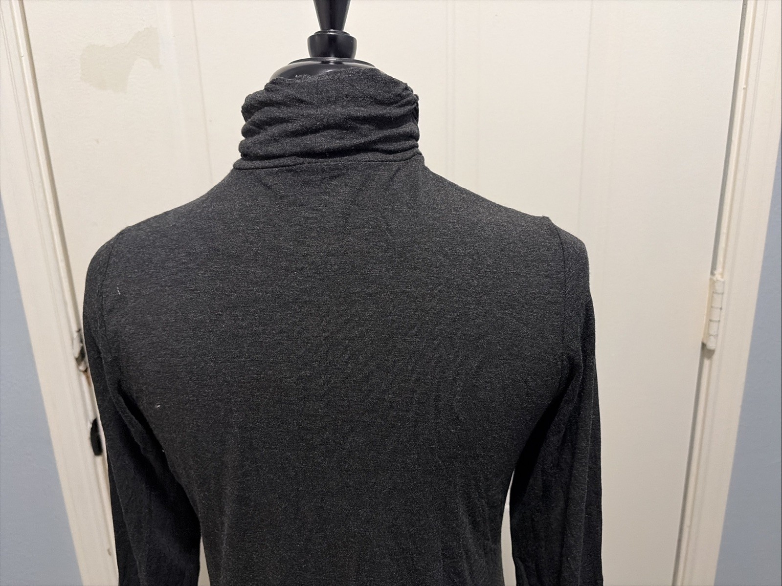 Eileen Fisher Tunic Top Womens Sz SP Dark Grey Turtleneck 95% Viscose 5% Spandex
