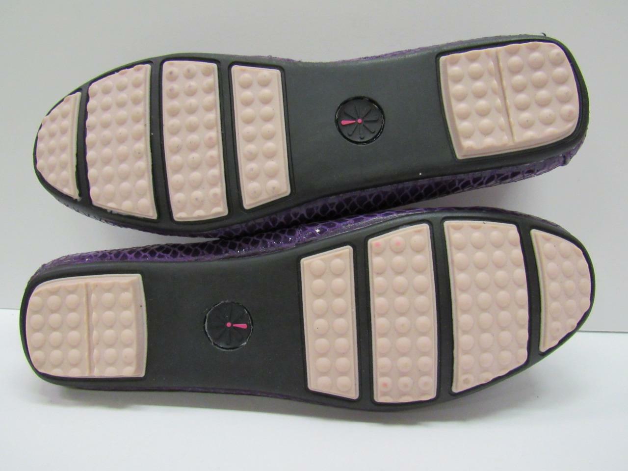 New Isaac Mizrahi Leather Driving Moccasins Flats Loafer Womens Black Purple NIB