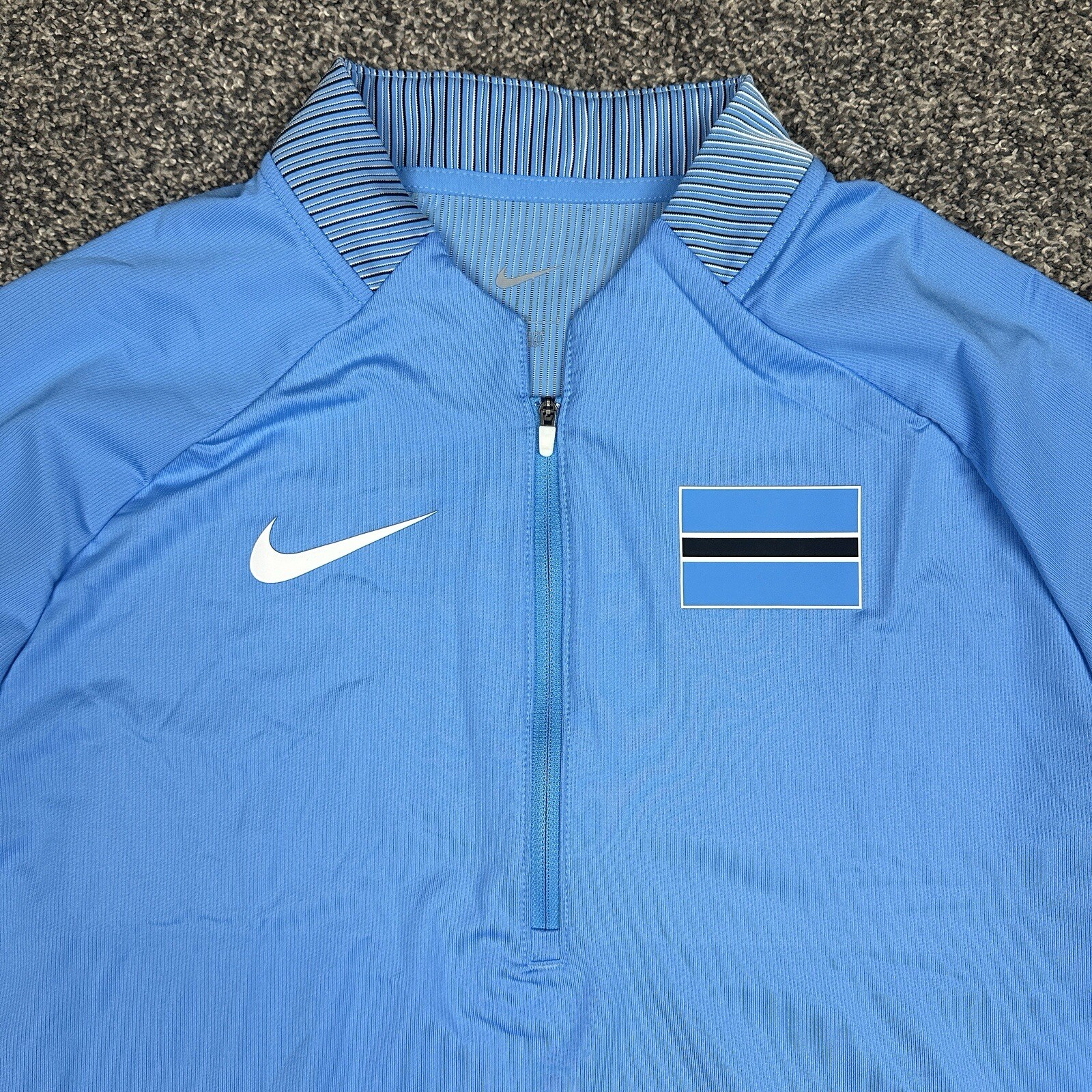 Nike Pro Elite Botswana 1/4 Zip Blue White Track Running Men’s Large Made In USA