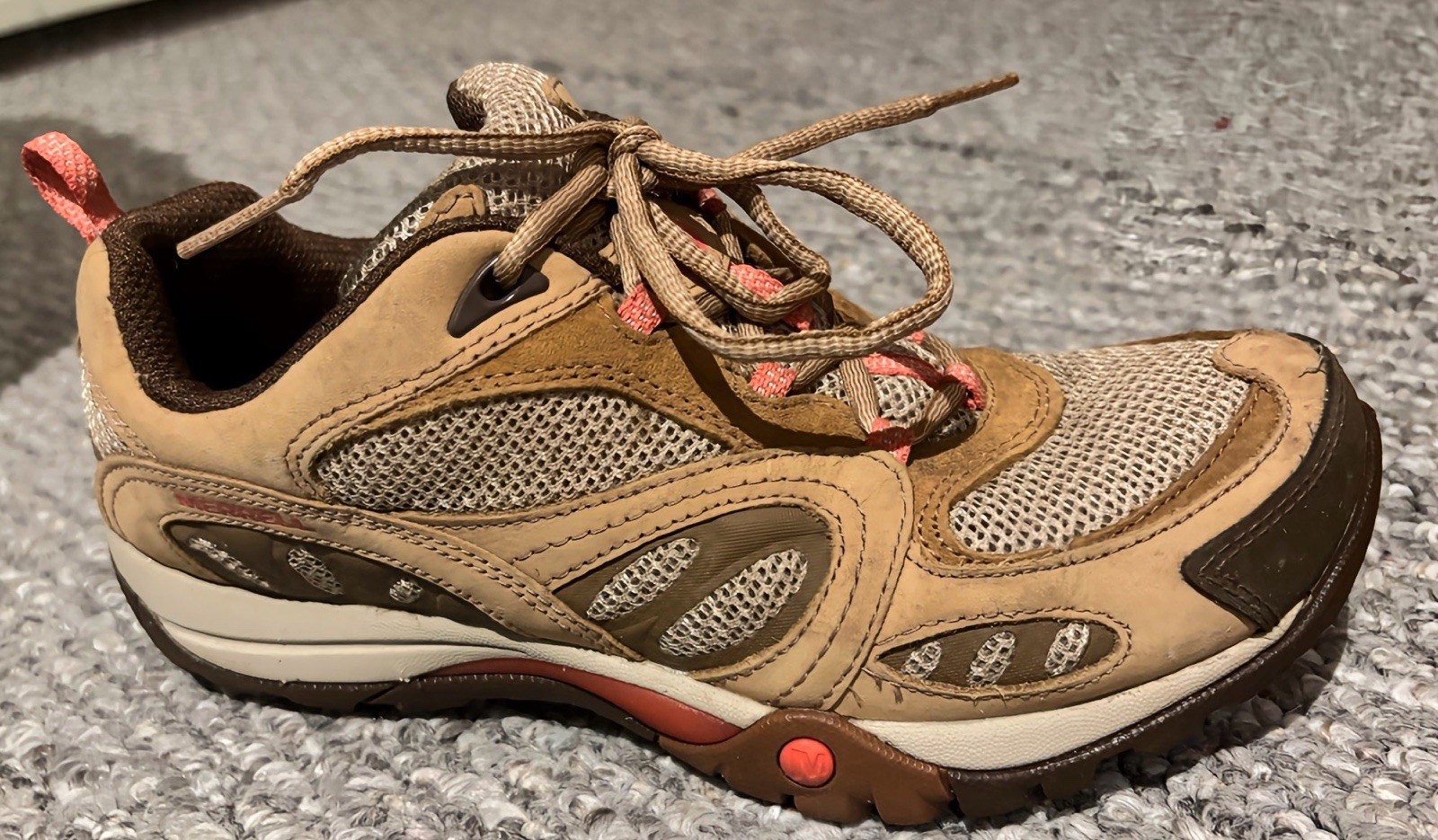 Merrell Azura Hiking Shoes Womens Size 7 Tan /Coral