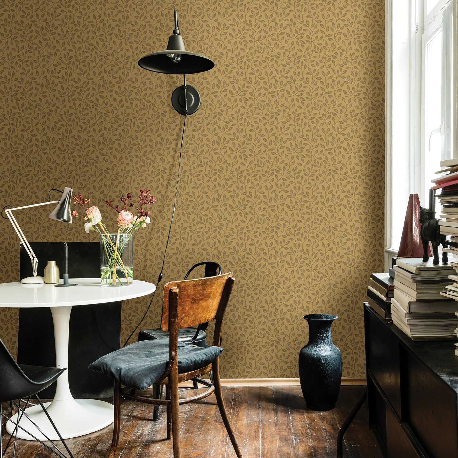 A-Street Prints Spring 56.4-sq ft Mustard Non-woven Ivy/Vines Unpasted Wal|17689