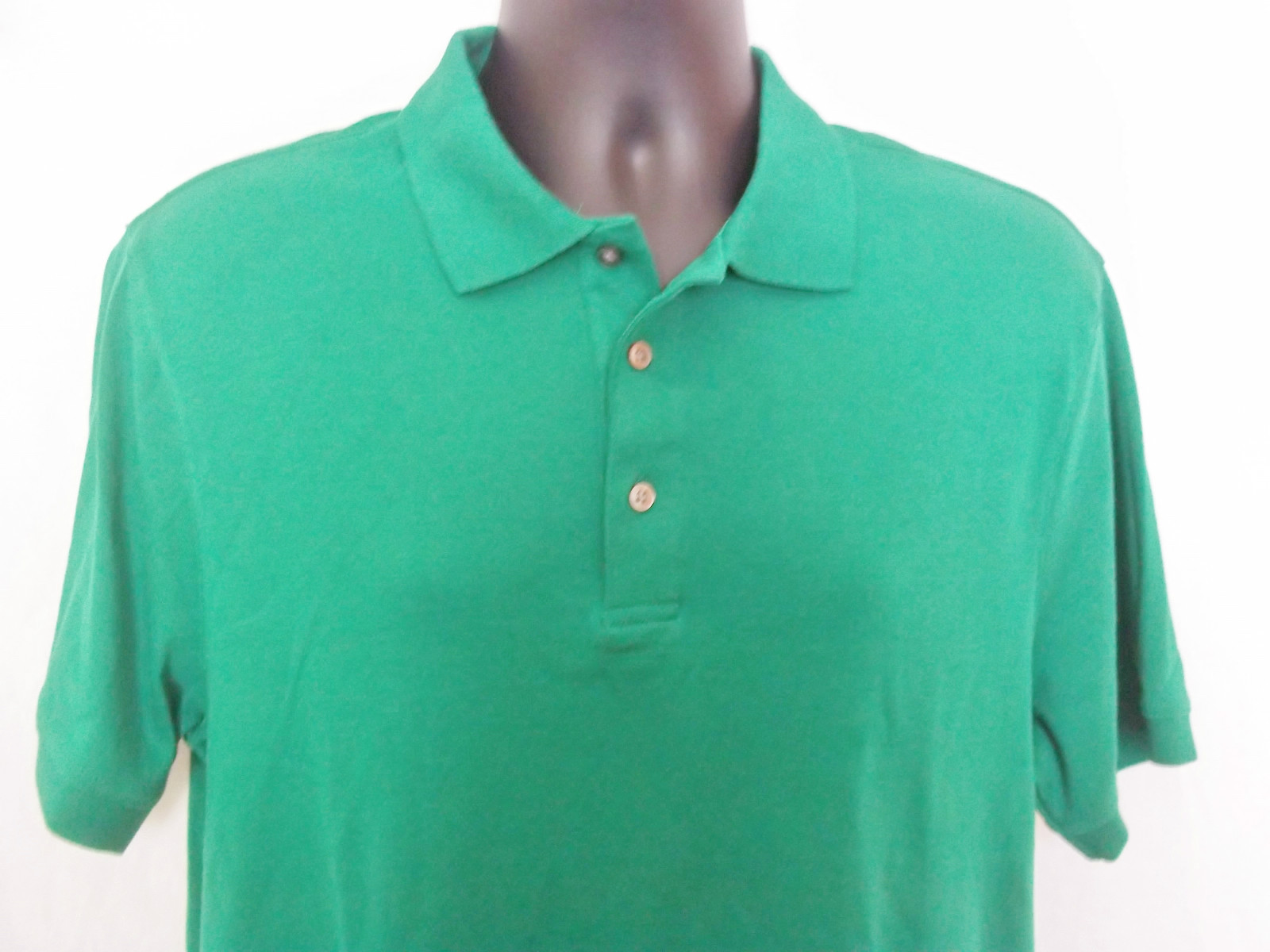 Van Heusen NEW Mens Solid Green All Cotton Polo Golf Shirt Smooth Feel