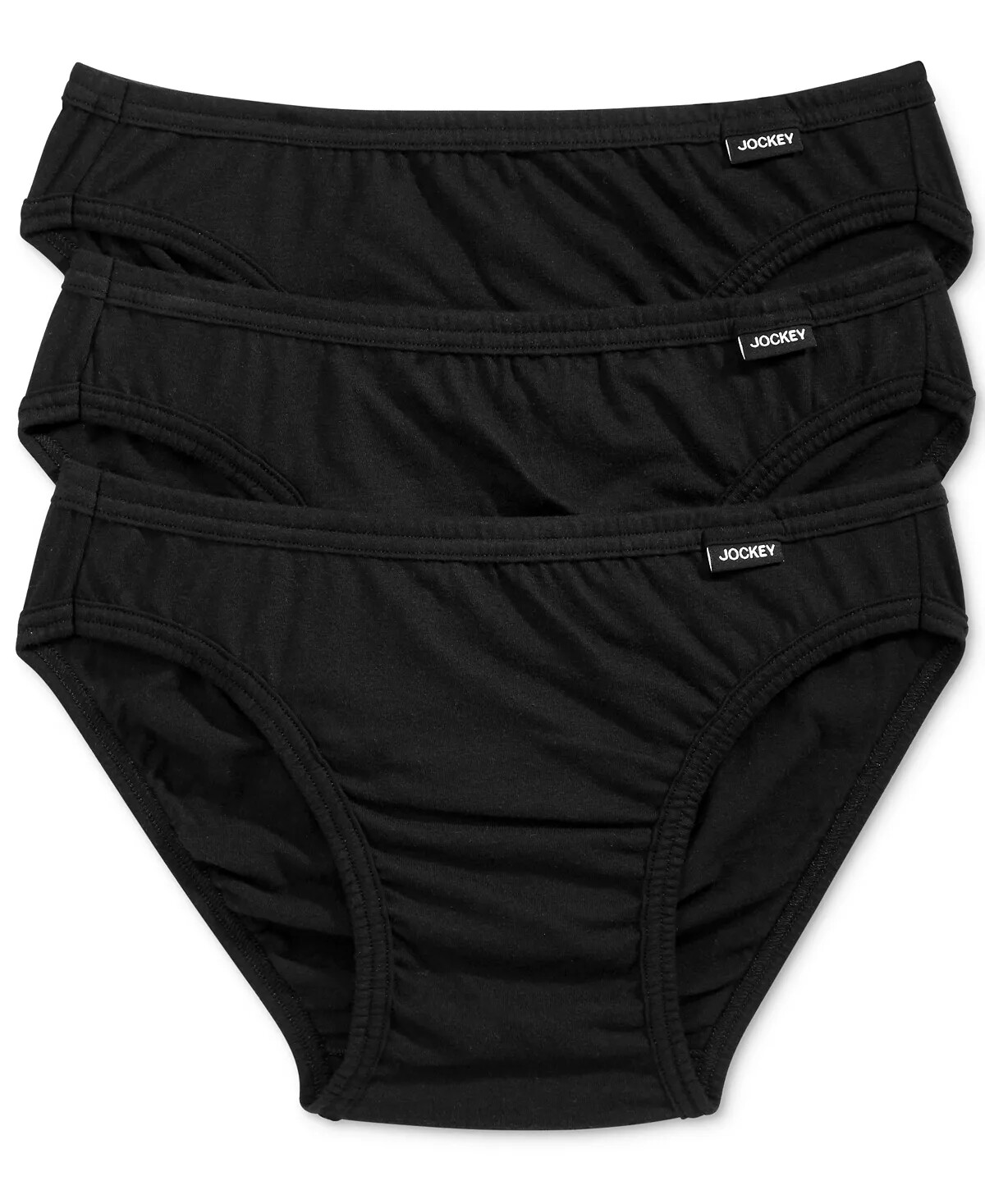 Men’s Jockey Underwear 3-pack BLACK Color Bikini Briefs 100% Cotton
