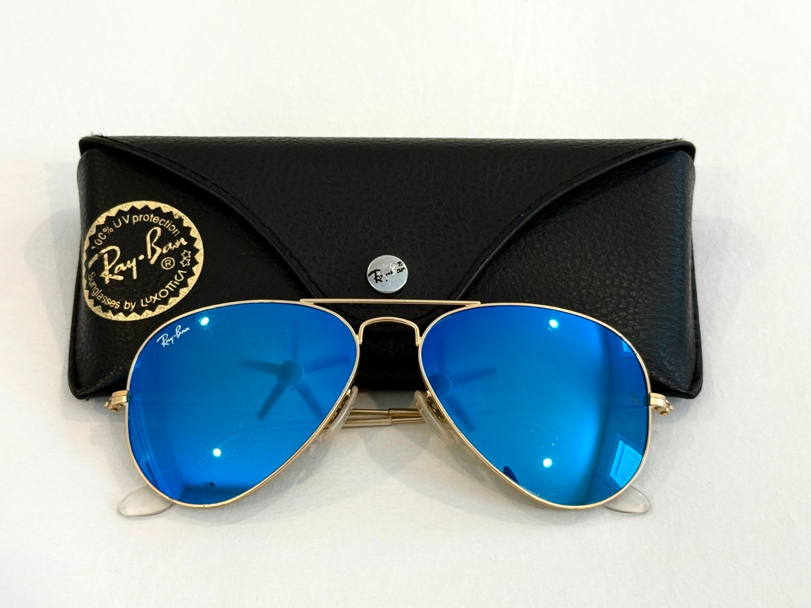 Ray-Ban Aviator RB3025 112/17 Matte Gold Blue Mirror Sunglasses 55[]14 3N