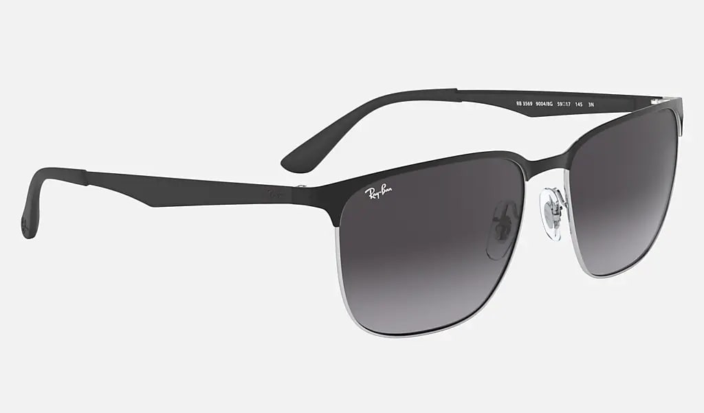 Ray-Ban RB3569 Black On Silver/Grey Gradient 59mm Sunglasses RB3569 90048G 59-17