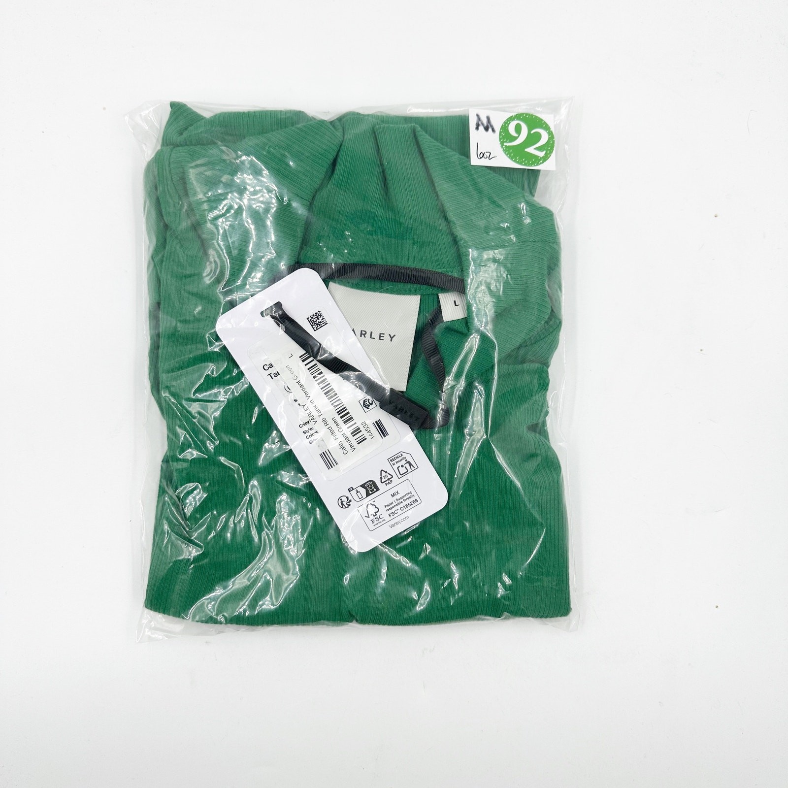 Varley Caley Fitted RibTank in Verdant Green L NWT Effortless Quiet Luxury