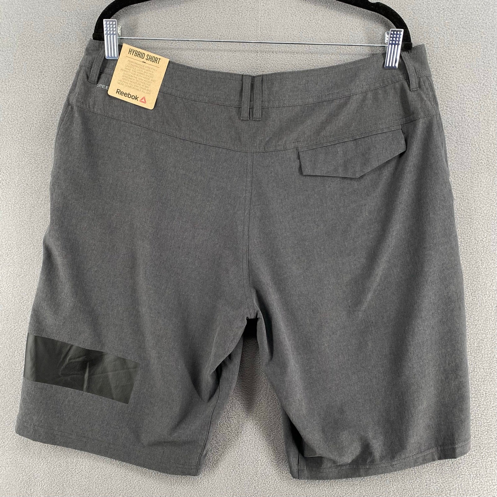 Reebok Hybrid Training Shorts Mens 36 Gray Speedwick Swim Outdoor Hiking Golf