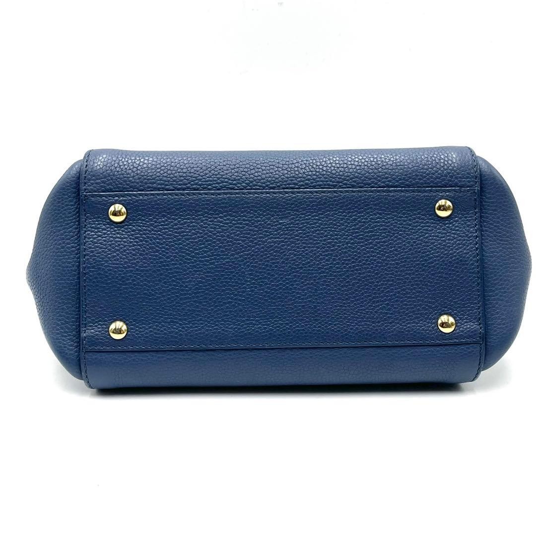 Salvatore Ferragamo Sofia 2way Gancini Leather Handle Crossbody Blue Gold Auth
