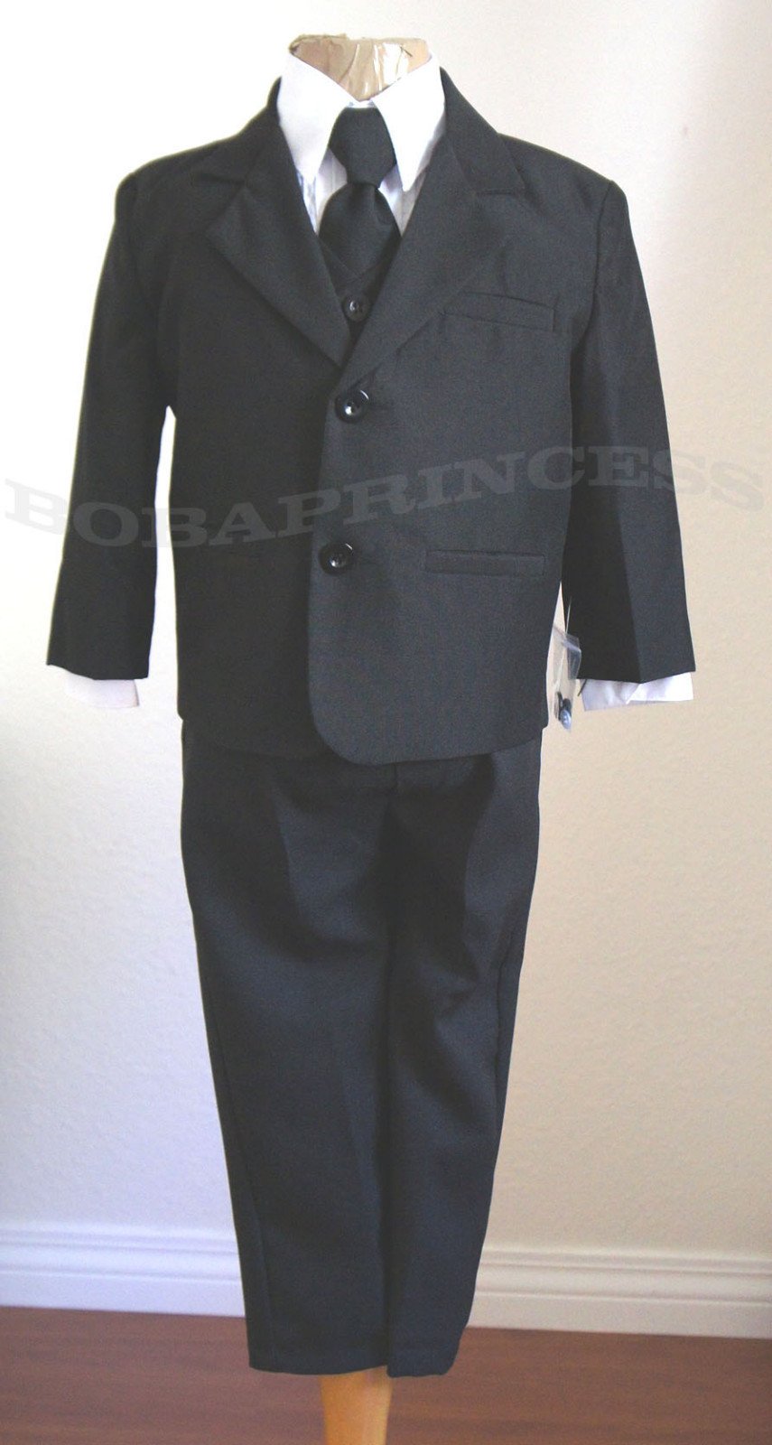 5 PCS Formal BLACK SUIT SET Boys 2/3/4/5/6/7 Wedding/Graduation/Holiday NEW