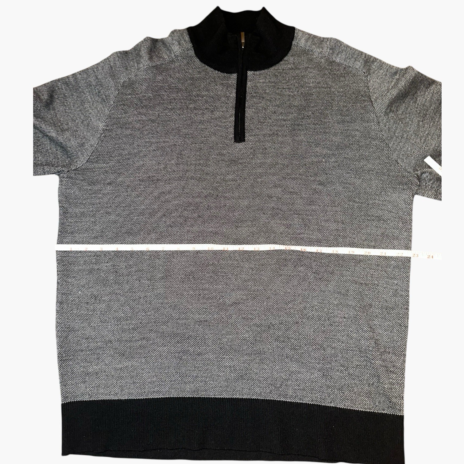 Daniel Cremieux Signature Quarter Zip Sweater Mens XL Gray Black Merino Wool