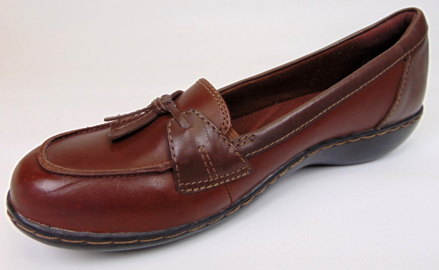 Clark Collection Women’s Ashland Lily Dark Tan Leather Loafers Size 8.0 M,