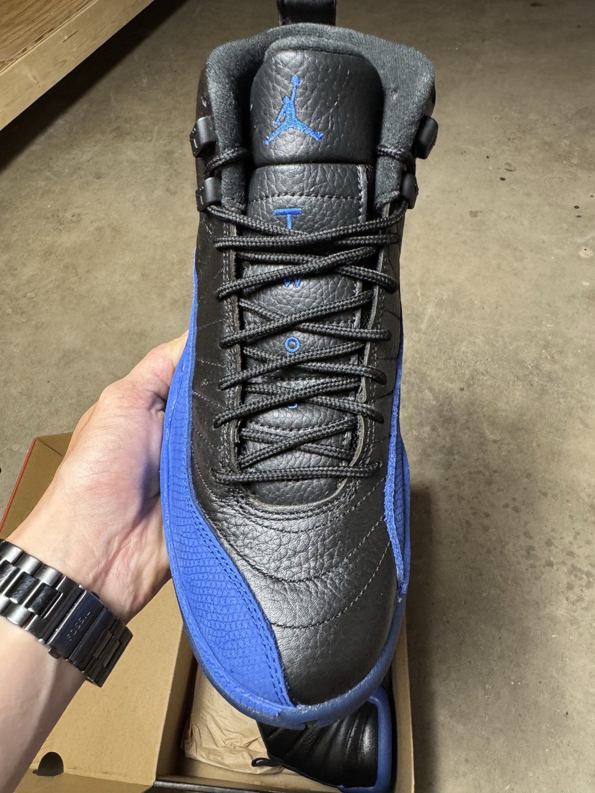 Size 8M/9.5W – Jordan 12 Retro Black Game Royal 130690-014 Pre-Owned