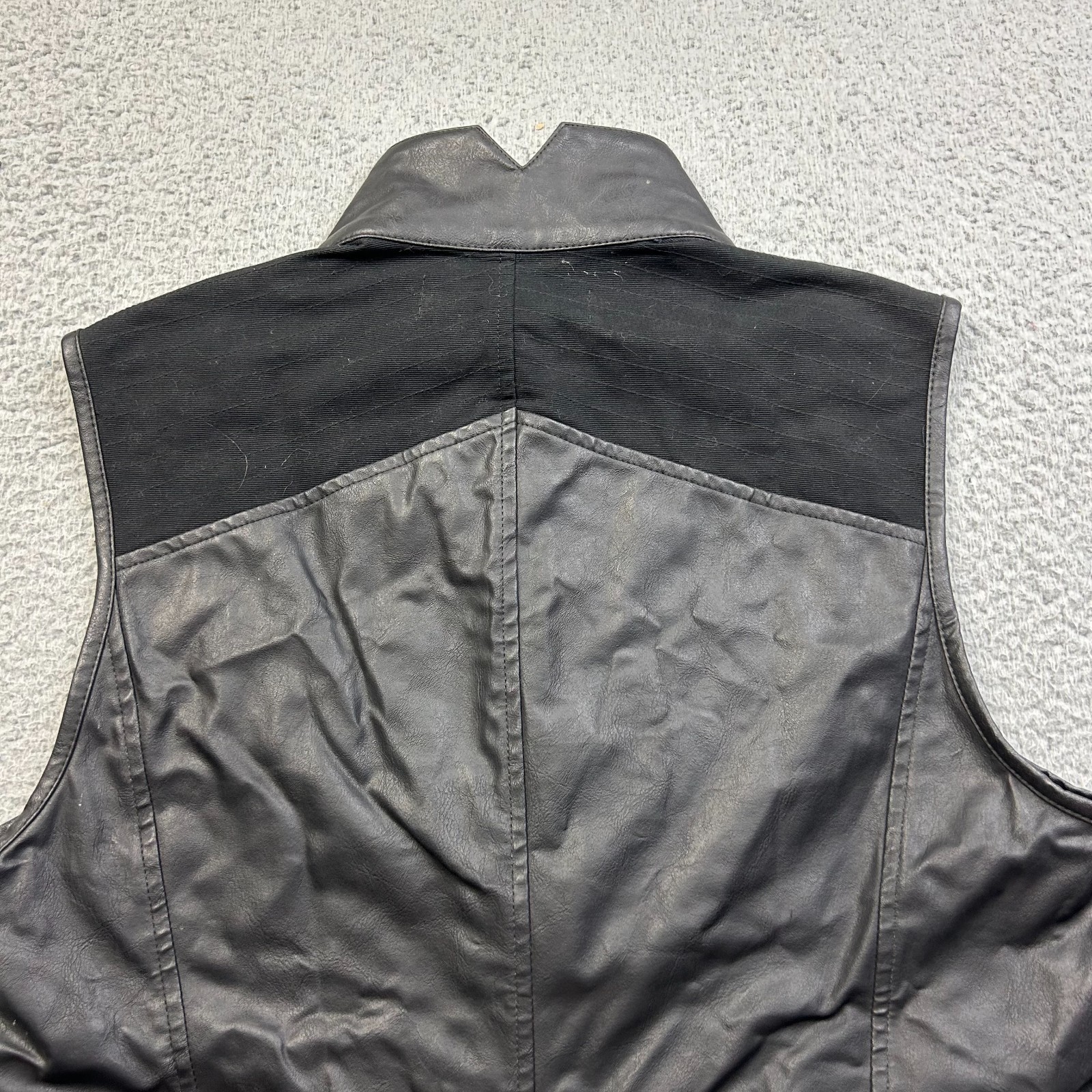 VTG Lip Service Vice Vest M38-122 Faux Leather Mesh Black Goth Y2K Mens Large