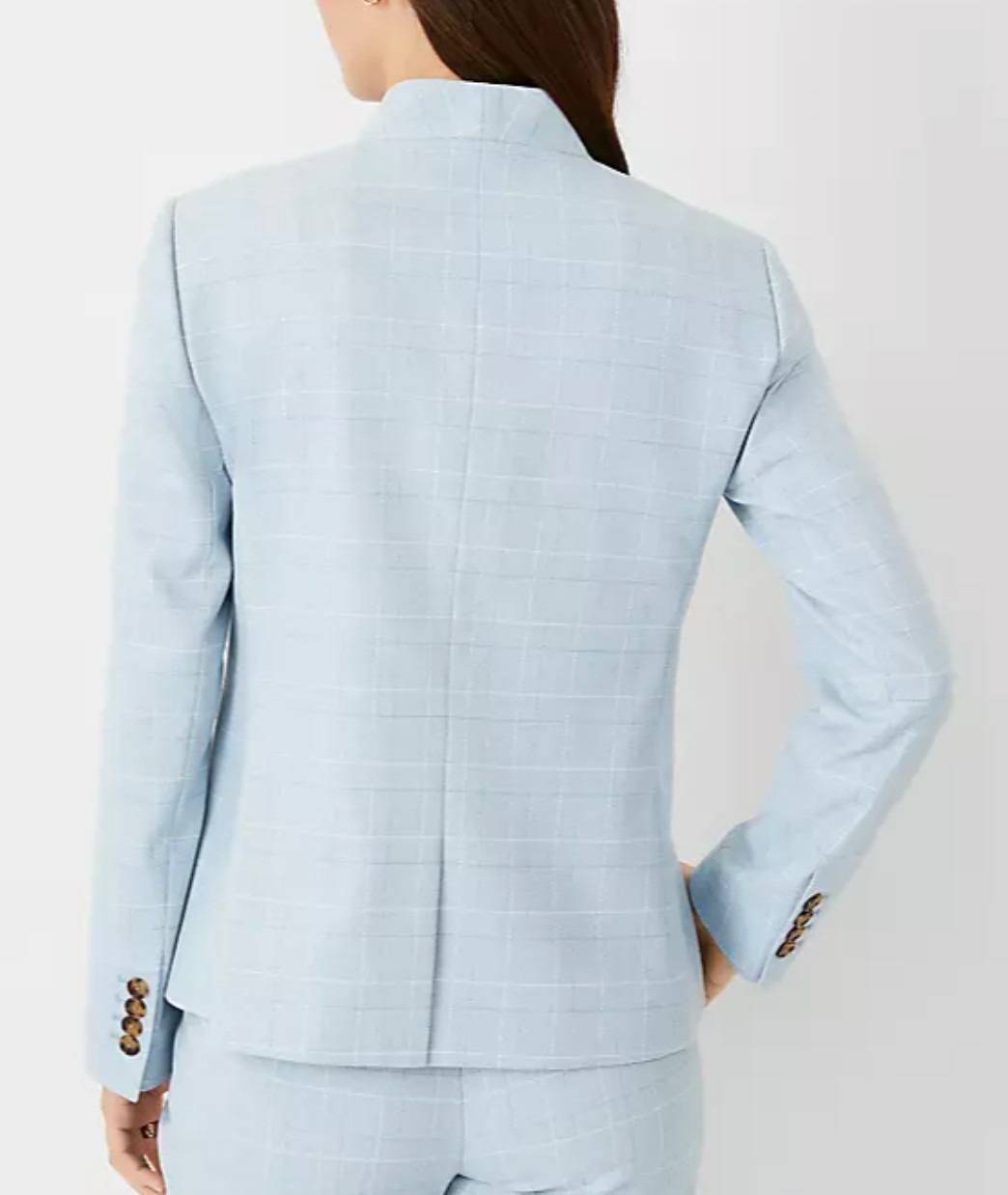 NEW ANN TAYLOR BLUE THE CUTAWAY WINDOWPANE BLAZER JACKET SZ 16