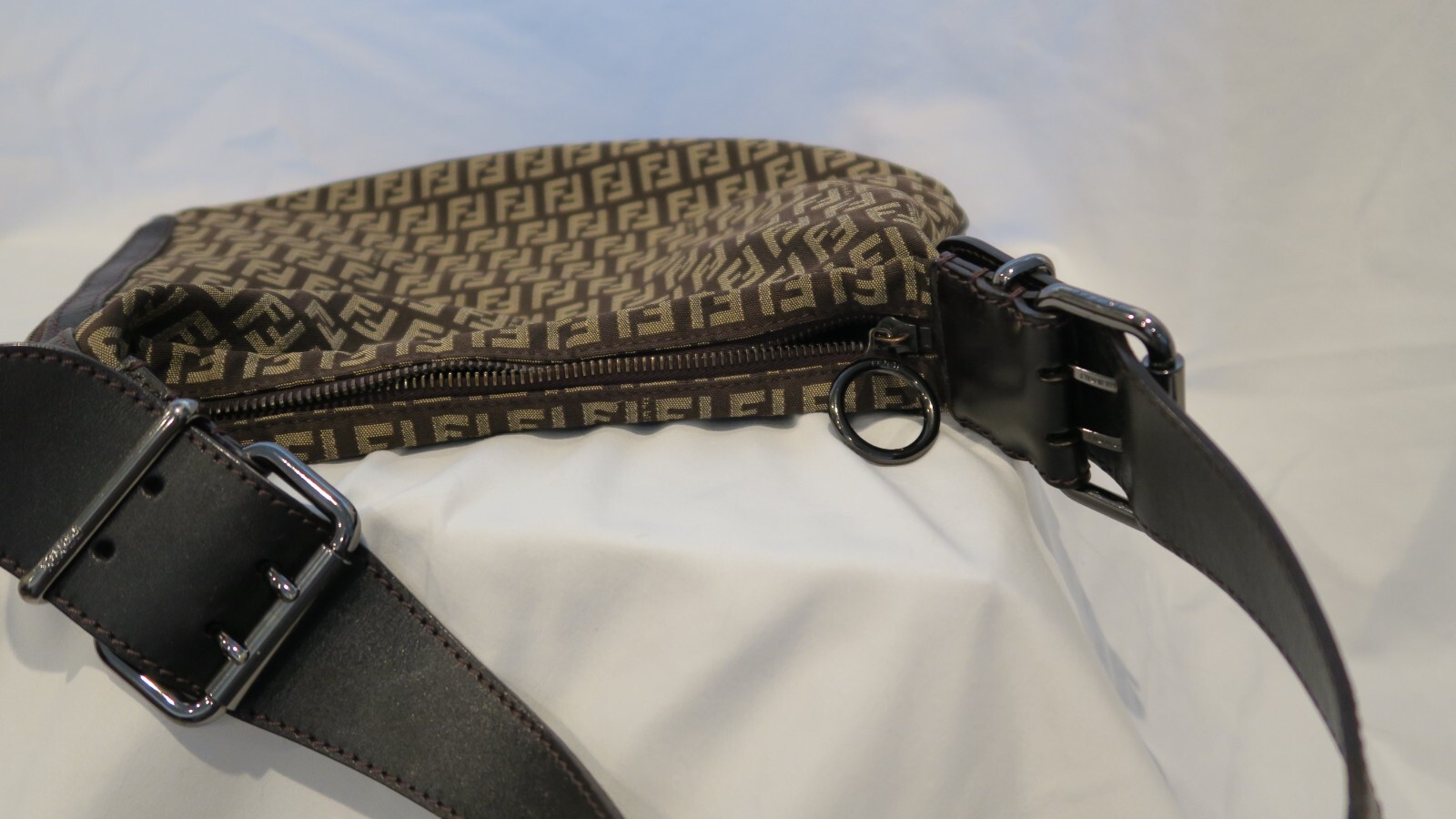 Authentic Vintage Fendi Zucca Oyster Shoulder Bag (Pre-owned)