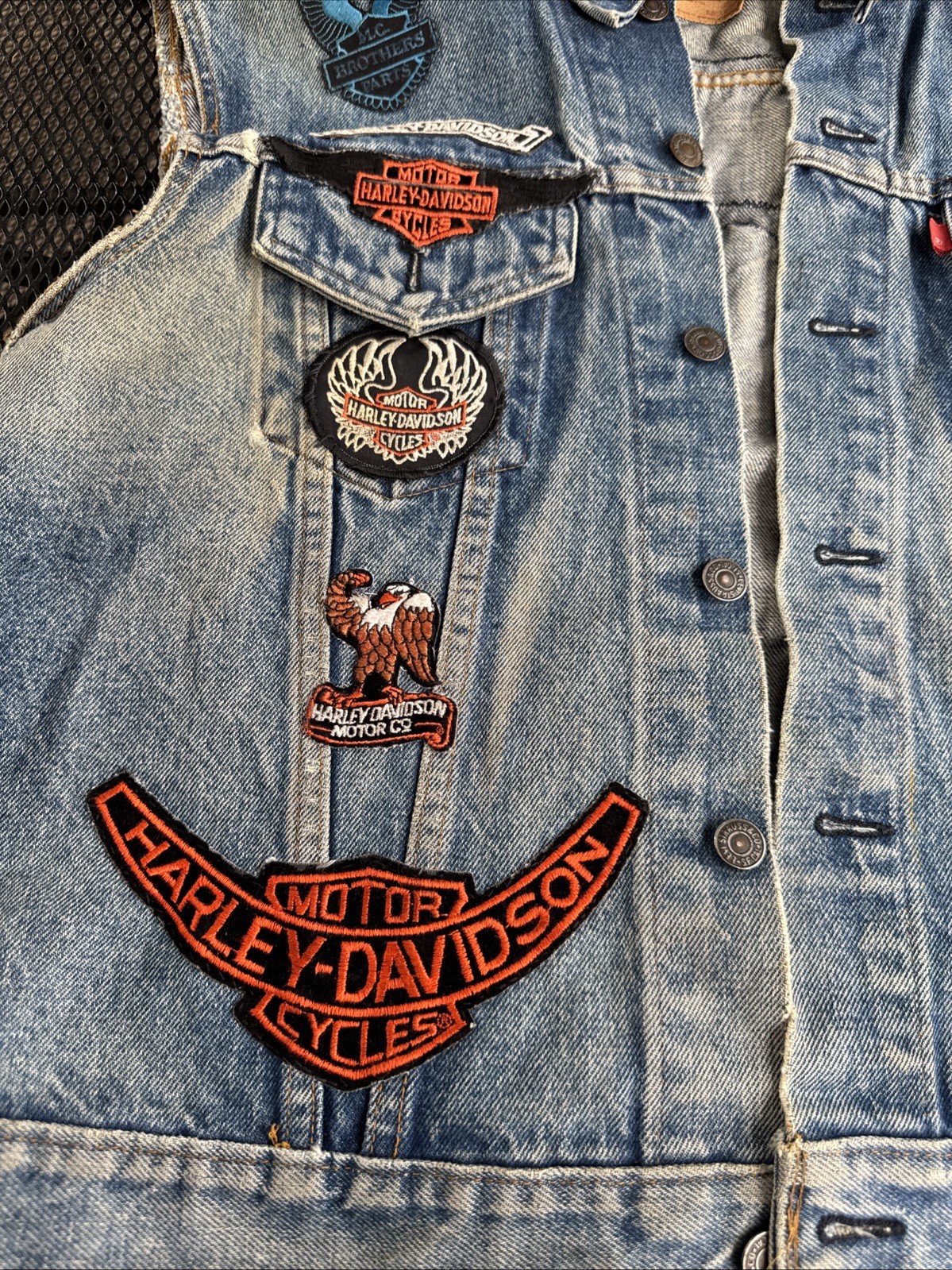 Vintage 50s-60’s Levi’s Denim Biker Vest Sleeveless w/Patches