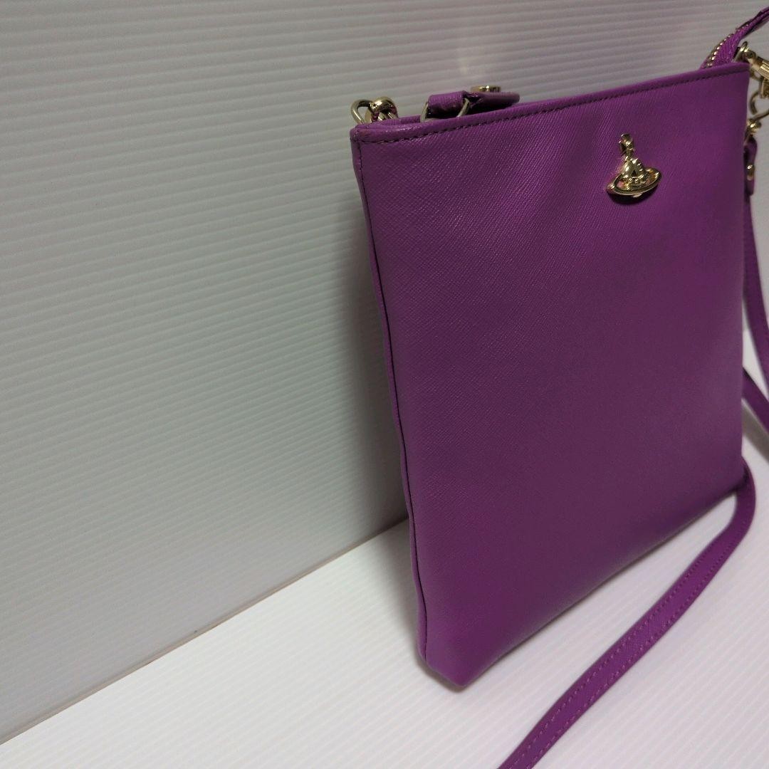 Vivienne Westwood Saffiano Leather Shoulder Bag Orb Purple Square 20cm #FH ZCA