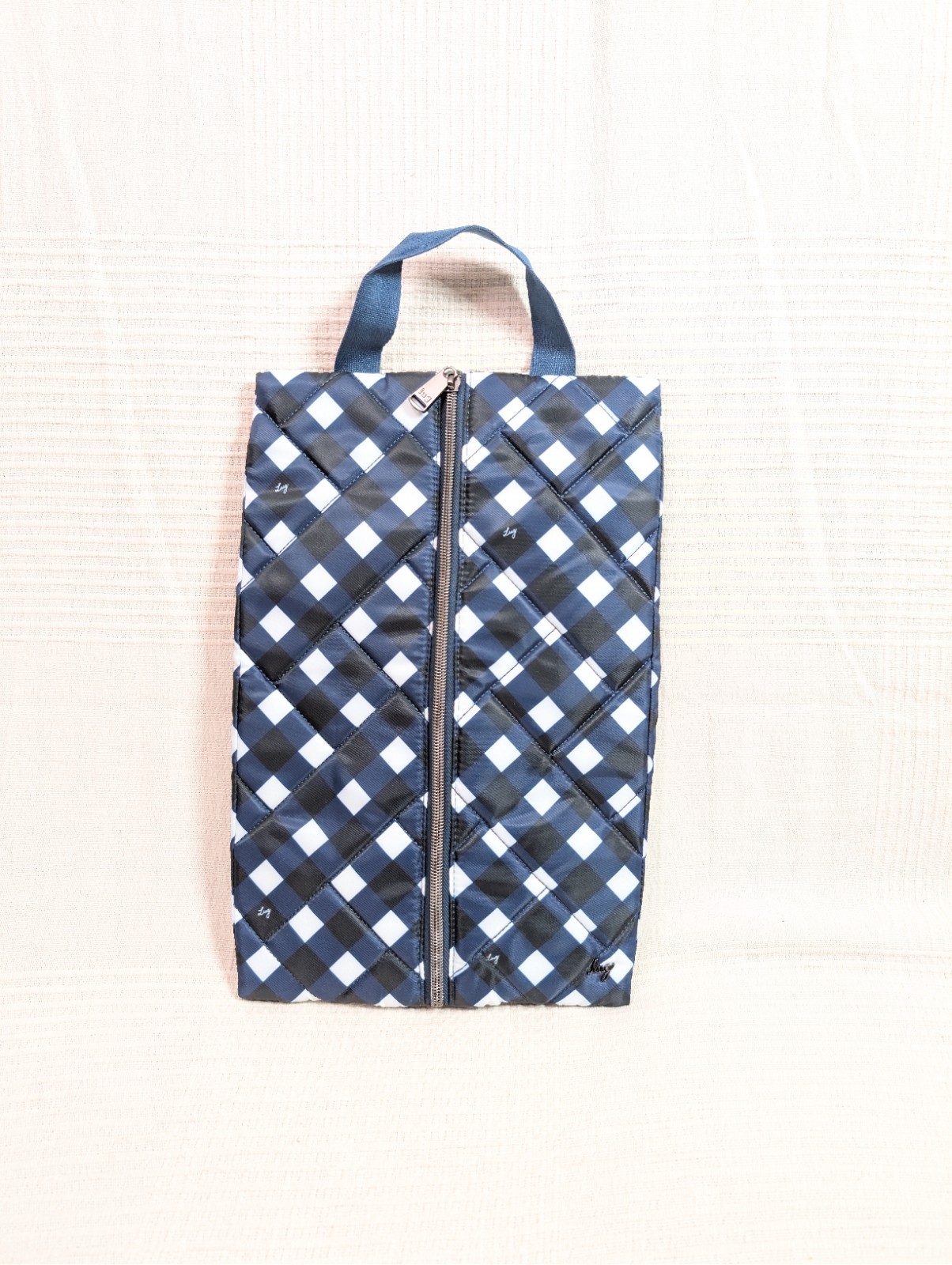 Lug Tuck Hot Hair Styling Iron Tool Case Carrier Gingham Blue 14″ x 8.5″ Expands