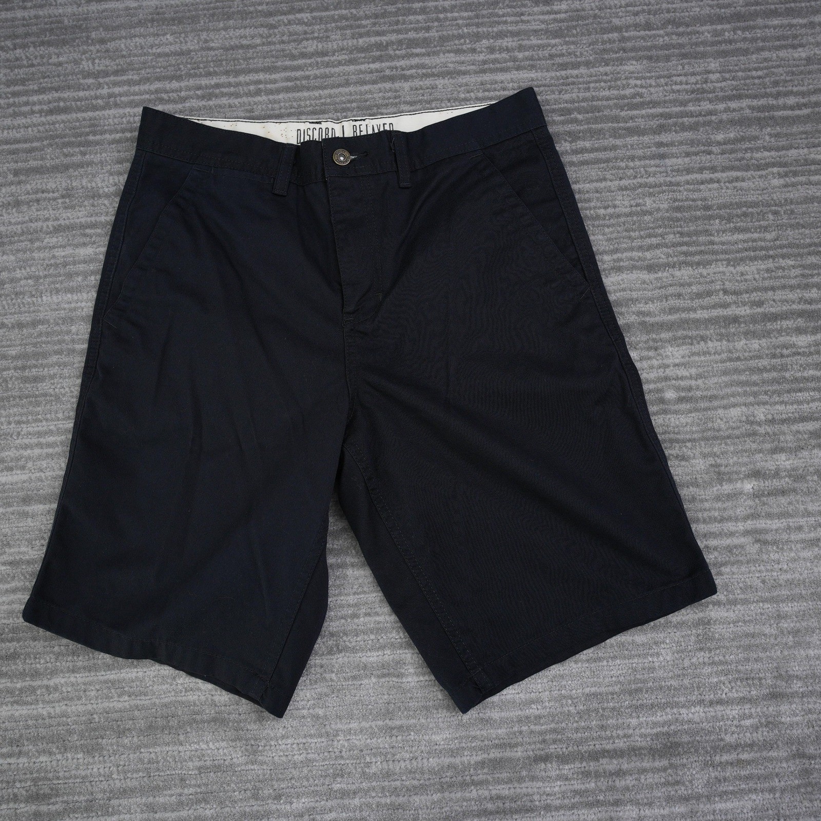 Free World Discord Relaxed Shorts Men Black Chino Solid 29 (Fit 31×10.25)