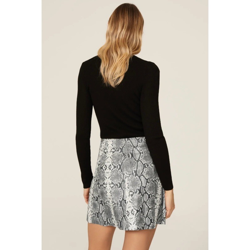 VEDA Snakeskin Leather Skirt A Line Mini Grey Cream Sz 2